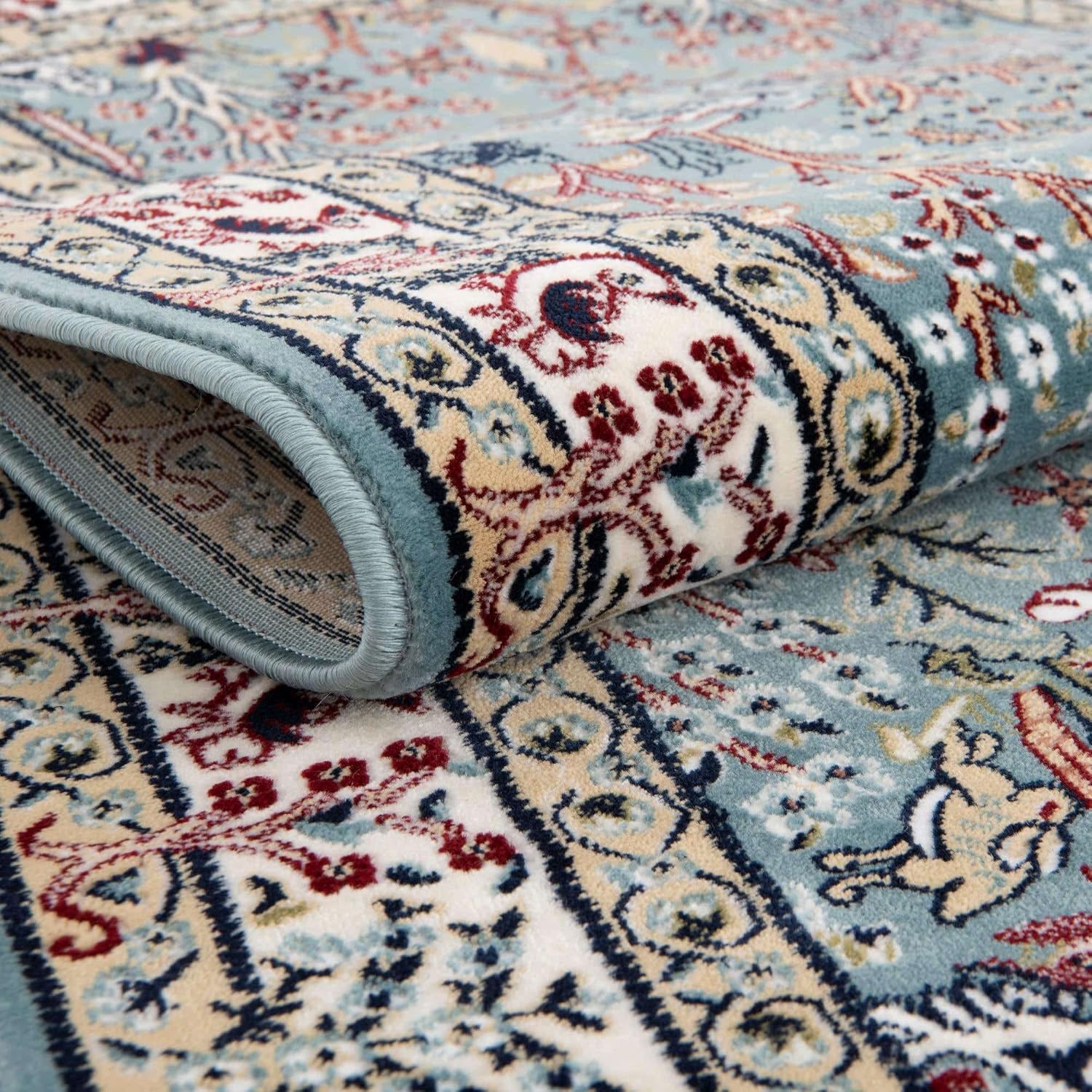 Rugs.com Rabia Collection Rug – 2' 2 x 3' Oval Blue Low Rug Perfect for Living Rooms, Large Dining Rooms, Open Floorplans