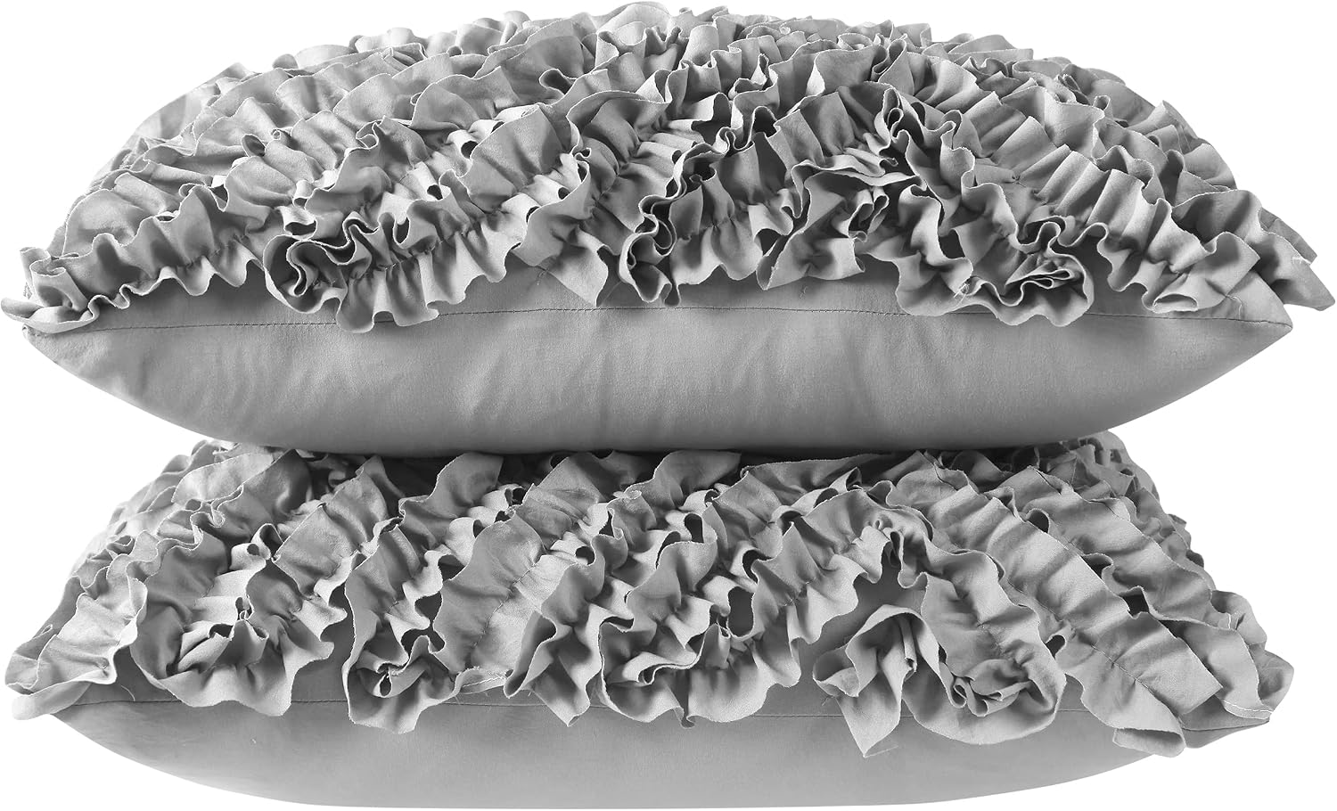 Oubonun 12 x 20 Decorative Throw Pillow Covers Boho Set of 2 - Farmhouse Floral Pillow Covers - Polyester Pillowcase with Zipper - Romantic Fluffy Soft Pillow Covers for Couch Sofa Bed(Grey)