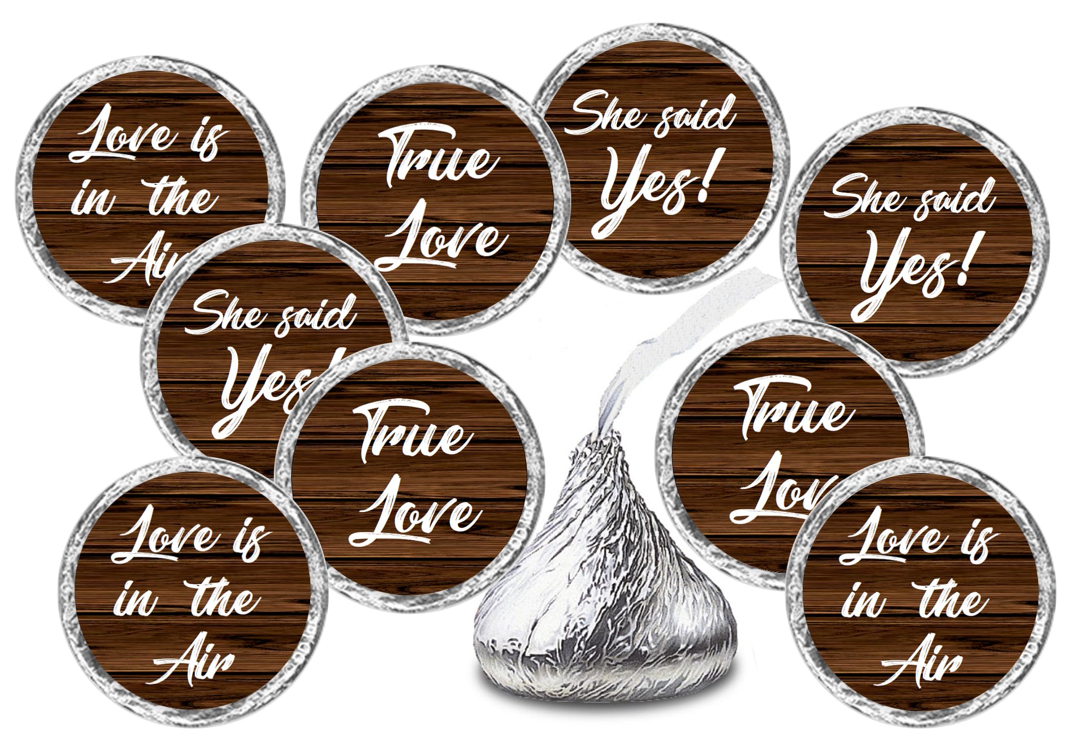 Autocollants thème rustique pour fête prénuptiale et fiançailles lot de 216 stickers