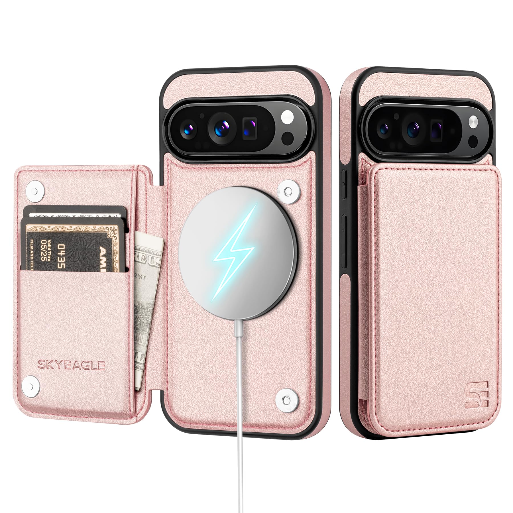 SkyEagle Compatible with Magsafe Google Pixel 10 Pro XL Wallet Case with Card Holder,PU Leather Phone Case RFID Blocking Flip Protective Cover