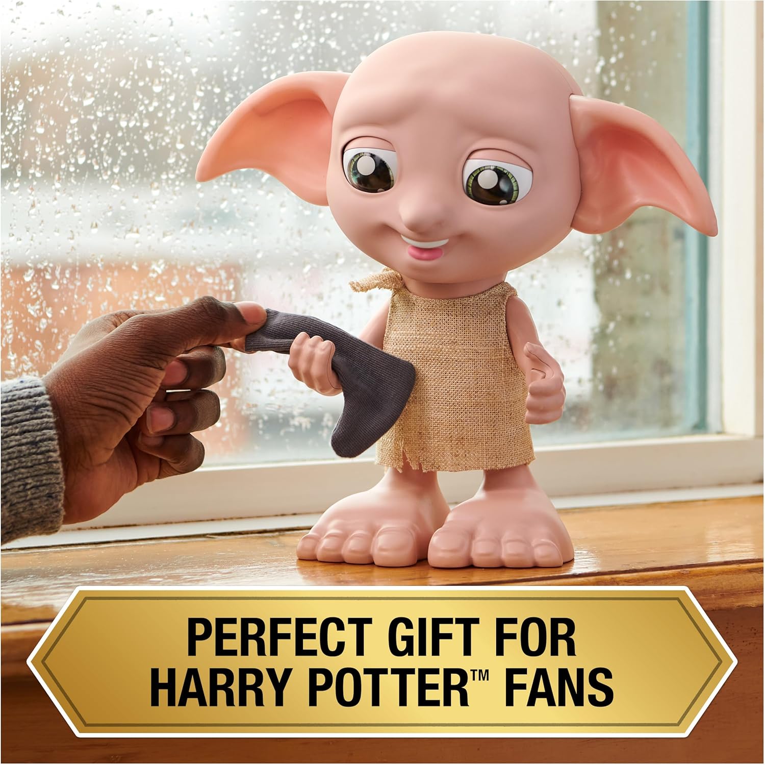 Wizarding World - 8.5" Harry Potter Elf Dobby Interactive Doll with Stocking and 30+ Sounds and Phrases - Harry Potter Gifts - Toys Kids 6+