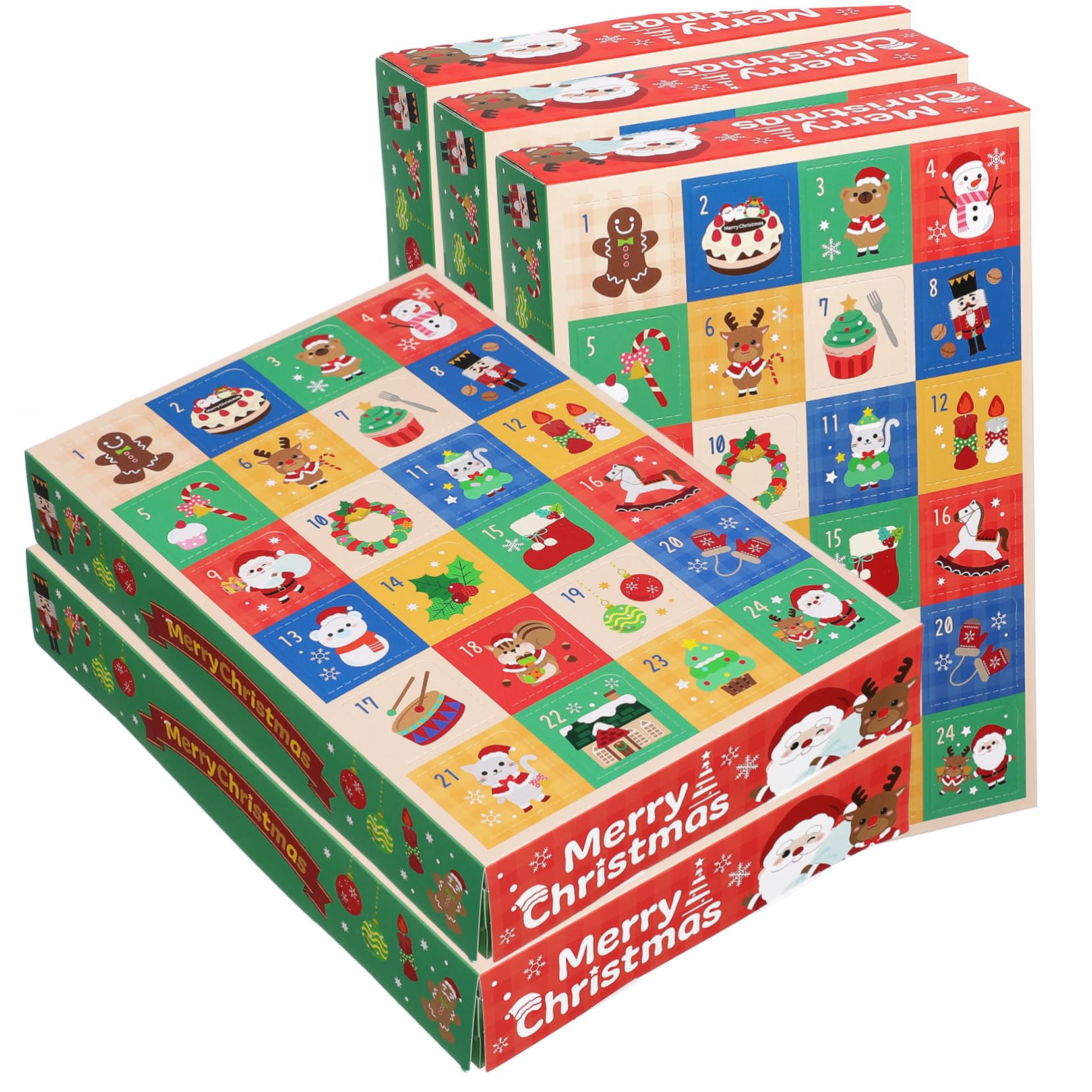 Zerodeko 10pièces Boîtes Calendrier de Compte à Rebours à Monter Soi-même Boîtes Cadeaux Vides Papier pour Fêtes Design Noël