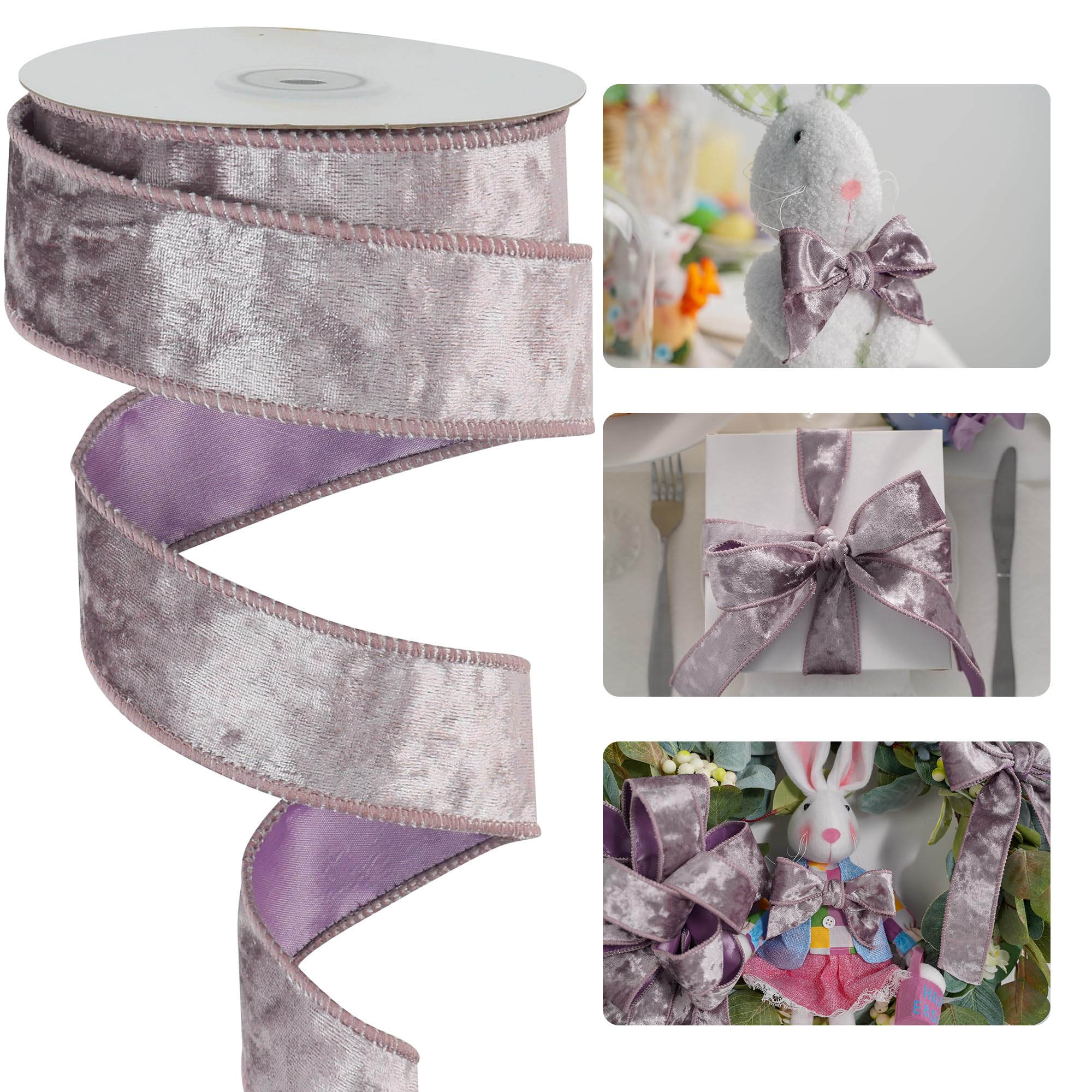 Amazon.com: HUIHUANG Lavender Purple Velvet Wired Ribbon 1-1/2