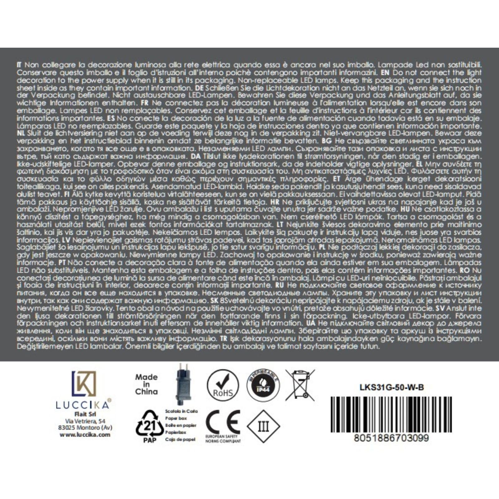 Luci LED Natalizie da Esterno/Interno, 5mm, Cavo Verde, 8 Modalità, Controller 31V con Memoria, IP44 (Bianco Ghiaccio + Blu, 50M 1000LED)