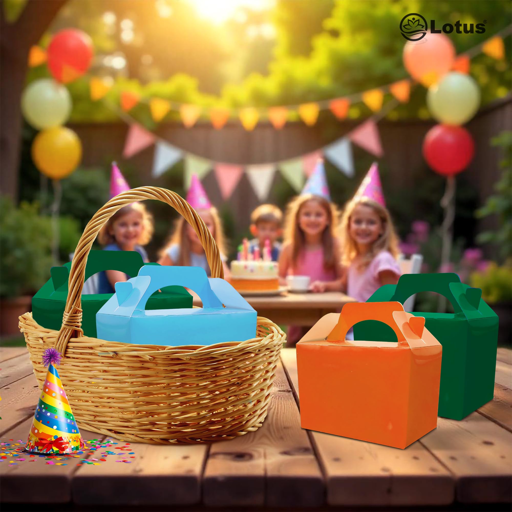 Lotus 30 cajas de fiesta de colores lisos para niños, para llevar comida, comida divertida, picnic, cumpleaños, boda, fiesta, fiesta de baby shower, truco o golosina, bolsa de botín (verde bosque)