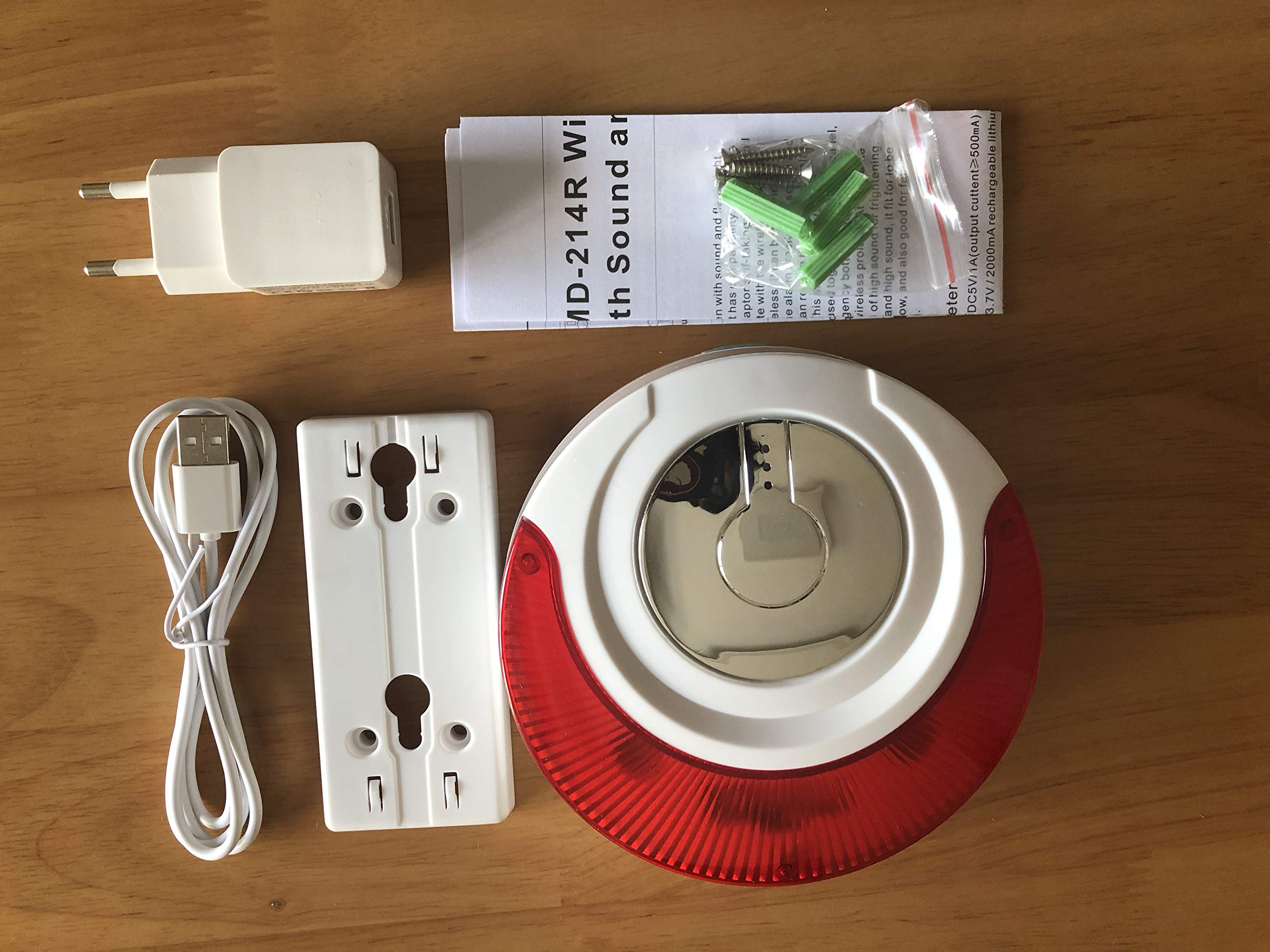 FOCUS Sirène intérieure sans fil 110 dB 868 MHz Rouge MD-214R