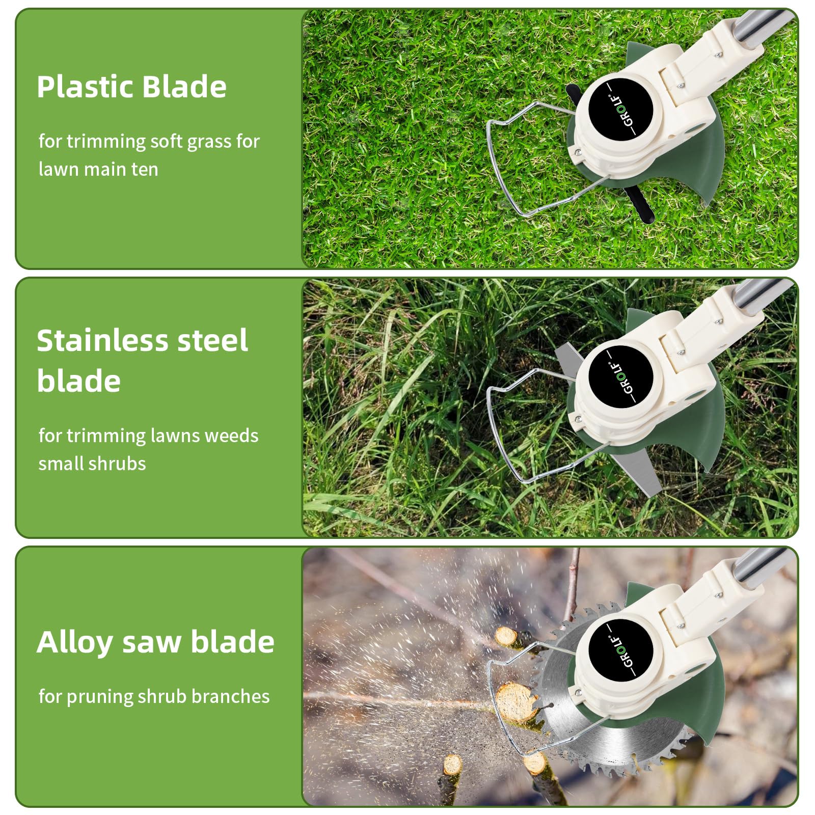 Decespugliatore a batteria senza fili con lama in metallo da 4,0 Ah e caricabatterie rapido, potente decespugliatore elettrico da giardino, ricaricabile, leggero, adatto per giardini, ville, prati