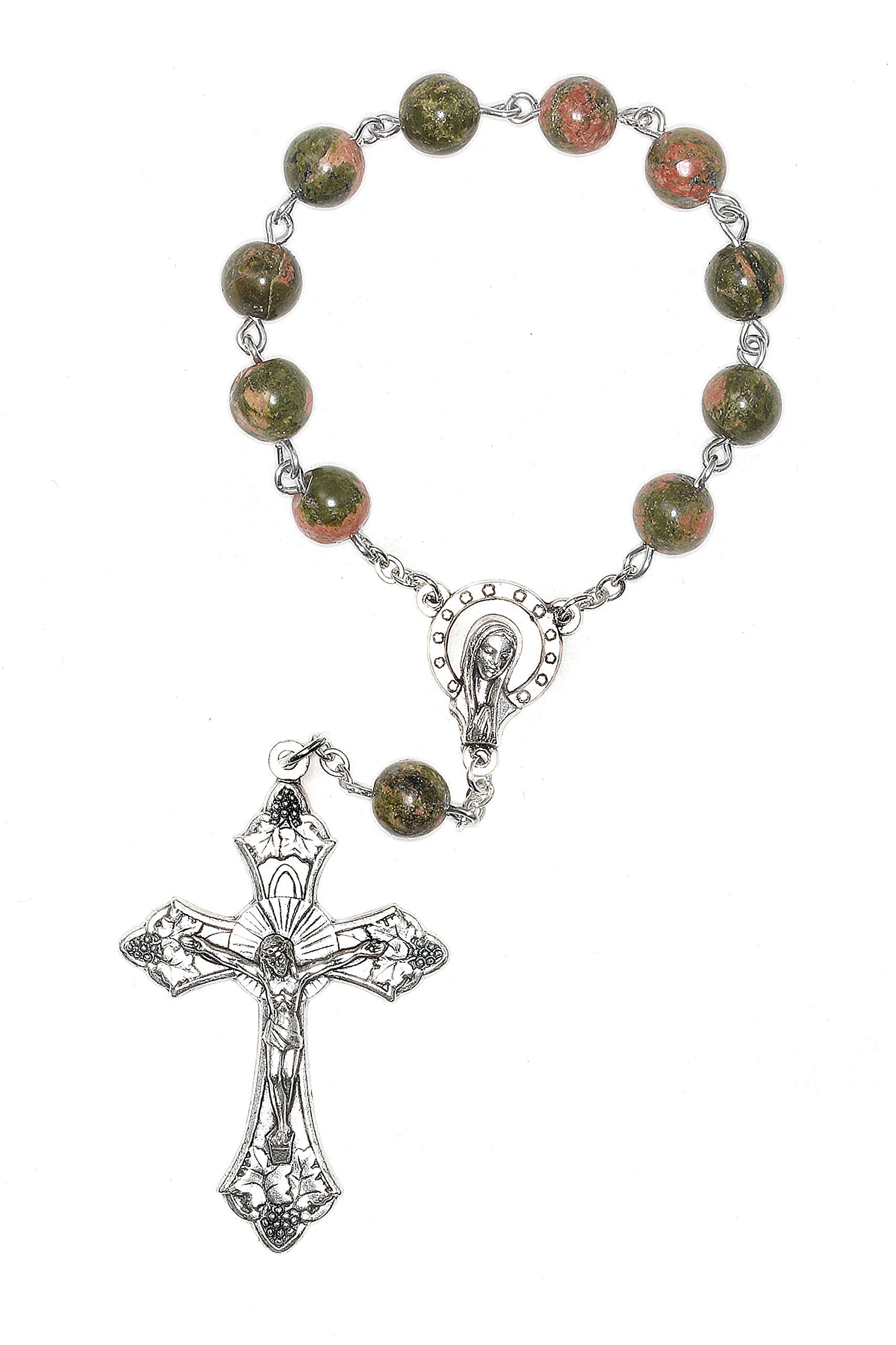 One Decade Pocket Rosary made with Unakite Gemstones