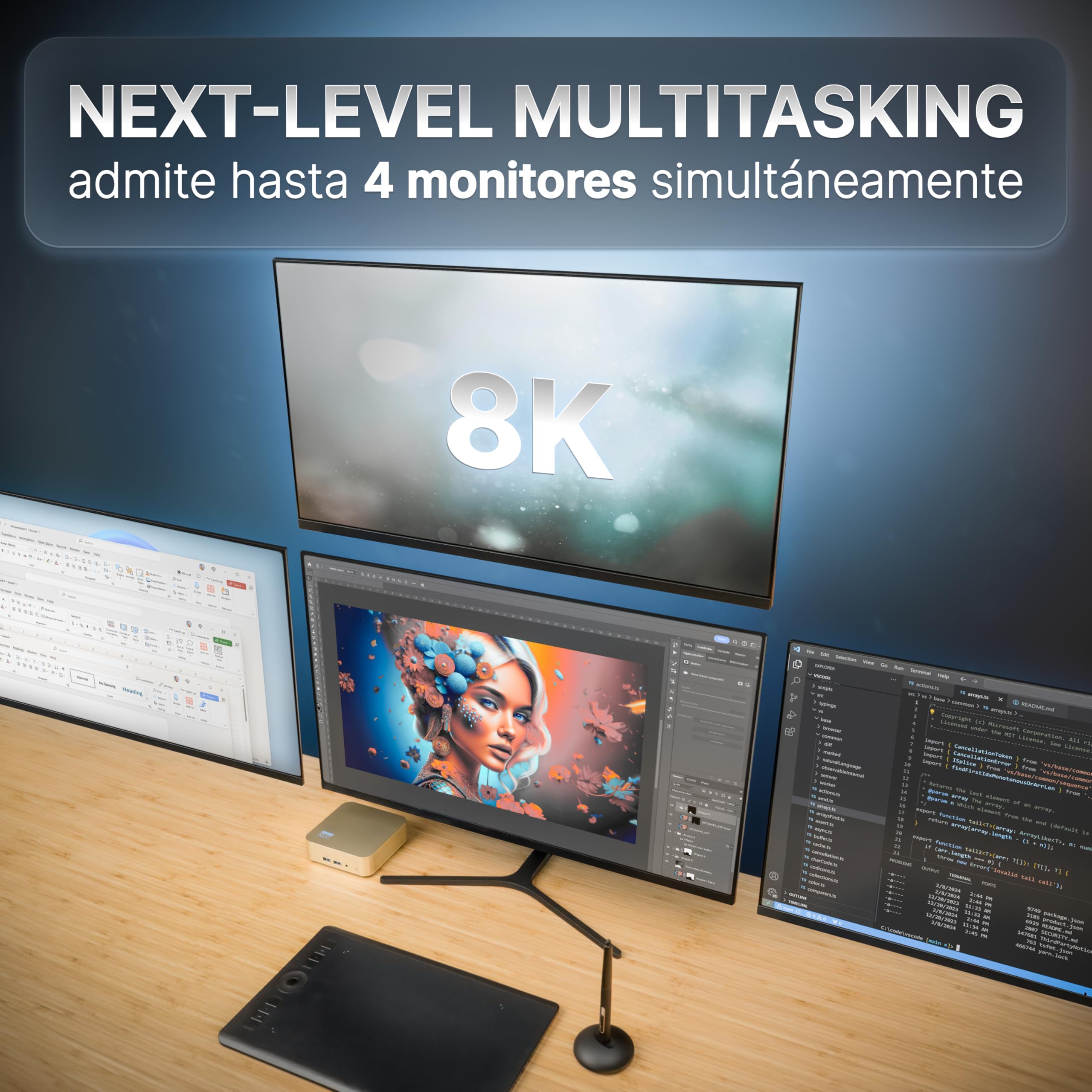 Lux Mini PC Intel i5-13420H - 16GB RAM, SSD 512GB | Marca alemana | 4 años de garantía - 8 núcleos hasta 4,6GHz - Windows 11 Pro - WiFi 6E - USB-C 3.2 - LAN 2,5G