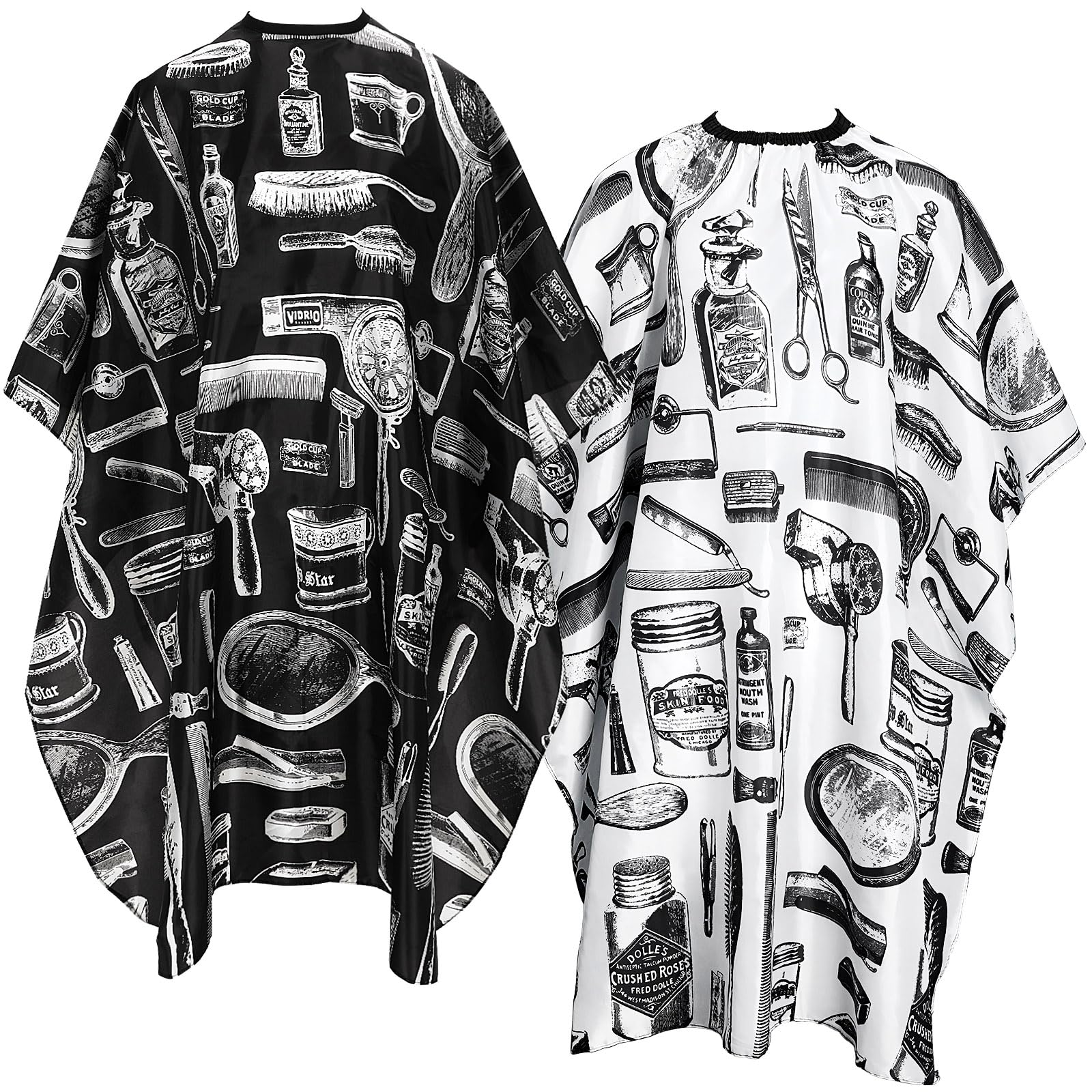 FEBSNOW Professional Hair Cutting Cape, 2 Pcs Hairdressing Barber Salon with Closure Snap for Styling Coloring Hair Cutting Cape Accessories（Print