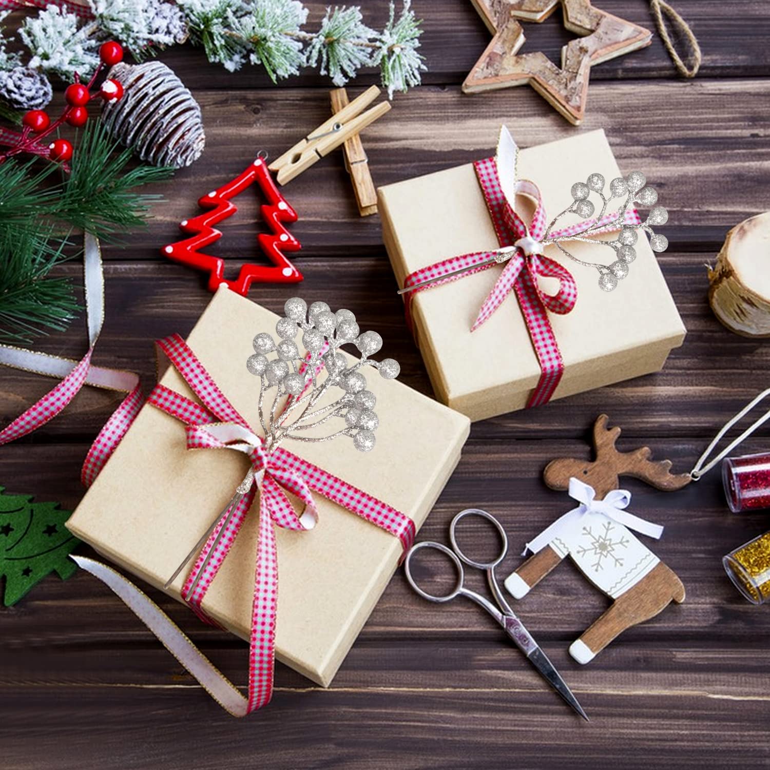 Tiges De Baies Rouges Artificielles - YNKKVRE - Lot De 20