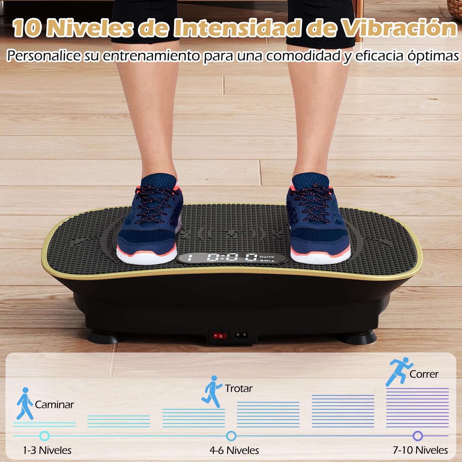 COSTWAY Plataforma Vibración Muscular, Plataforma Vibratoria con 10 Intensidades de Velocidades, Control Remoto, Pantalla LED, Placa Vibratoria para Ejercicios de Cuerpo Completo