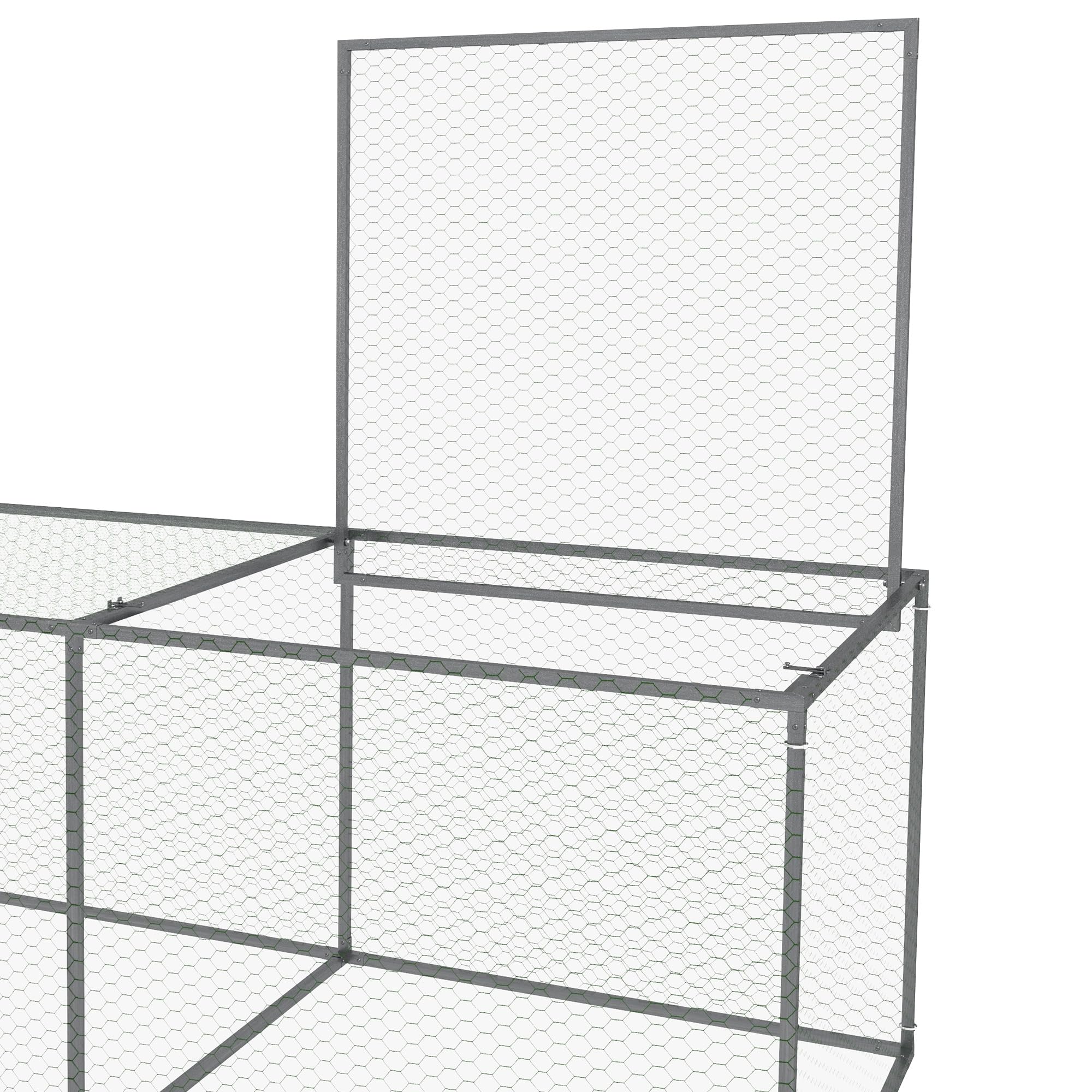 PawHut Recinto gallinero Jaula de conejera exterior 3 m² para pequeños animales, Ponederos gallinas, Jaulas, dim. 3 x 1 x 0,8 m Acero galvanizado, 1 Puerta superior, Espacio cubierto lona