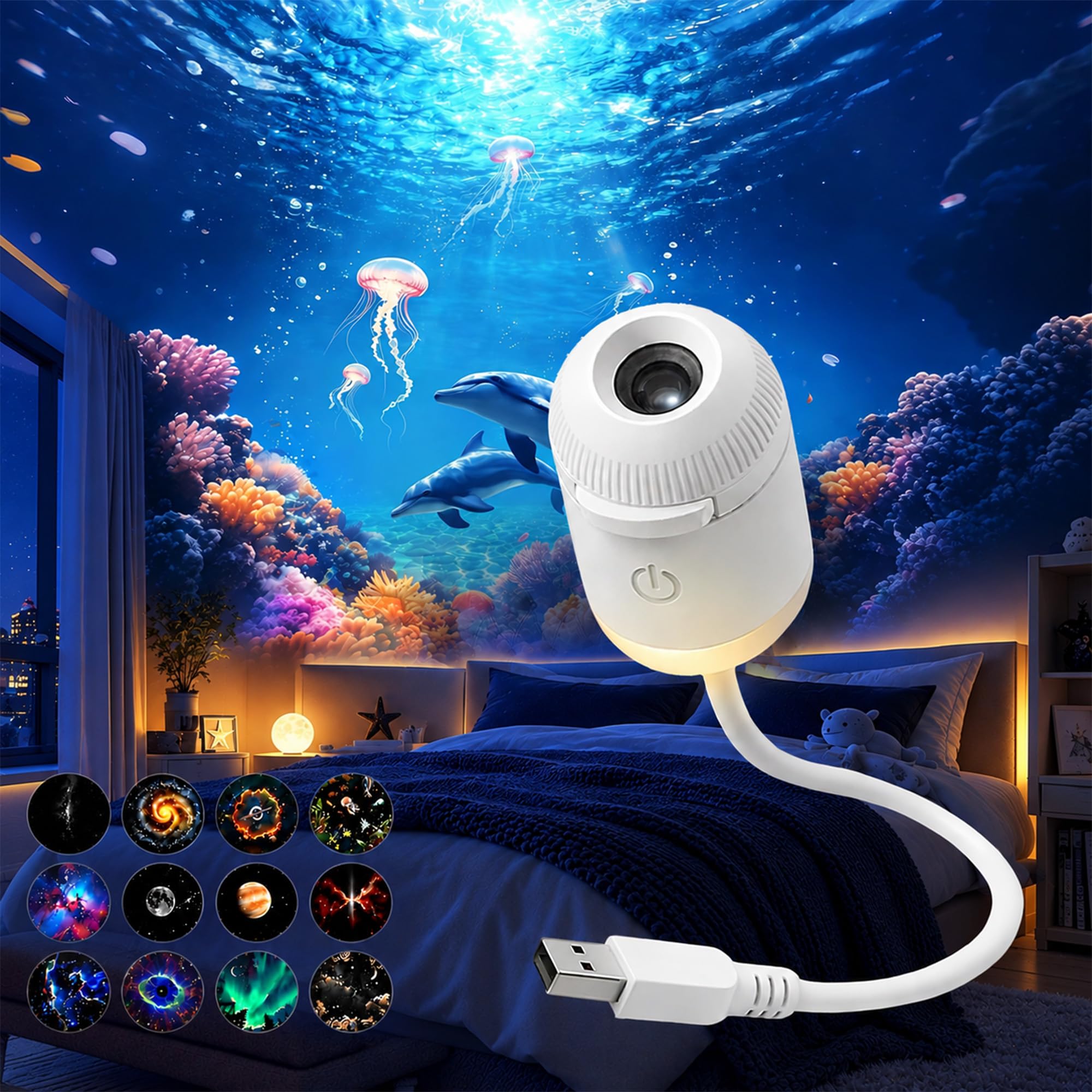 Ocean Projector, Galaxy Projector, 12 in 1 Star Projector Night Light