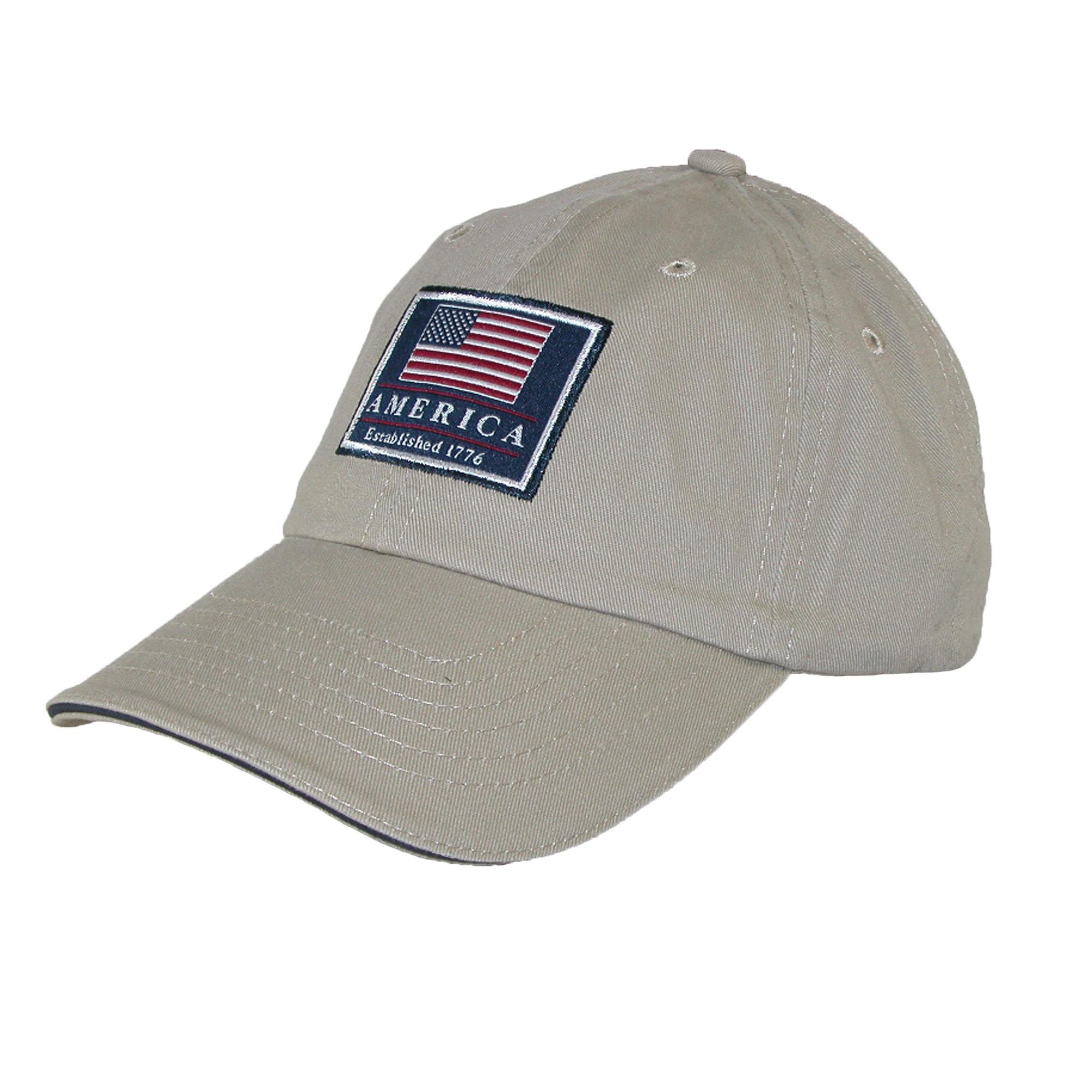 Dorfman PacificCotton Classic American Flag USA Baseball Cap - Khaki