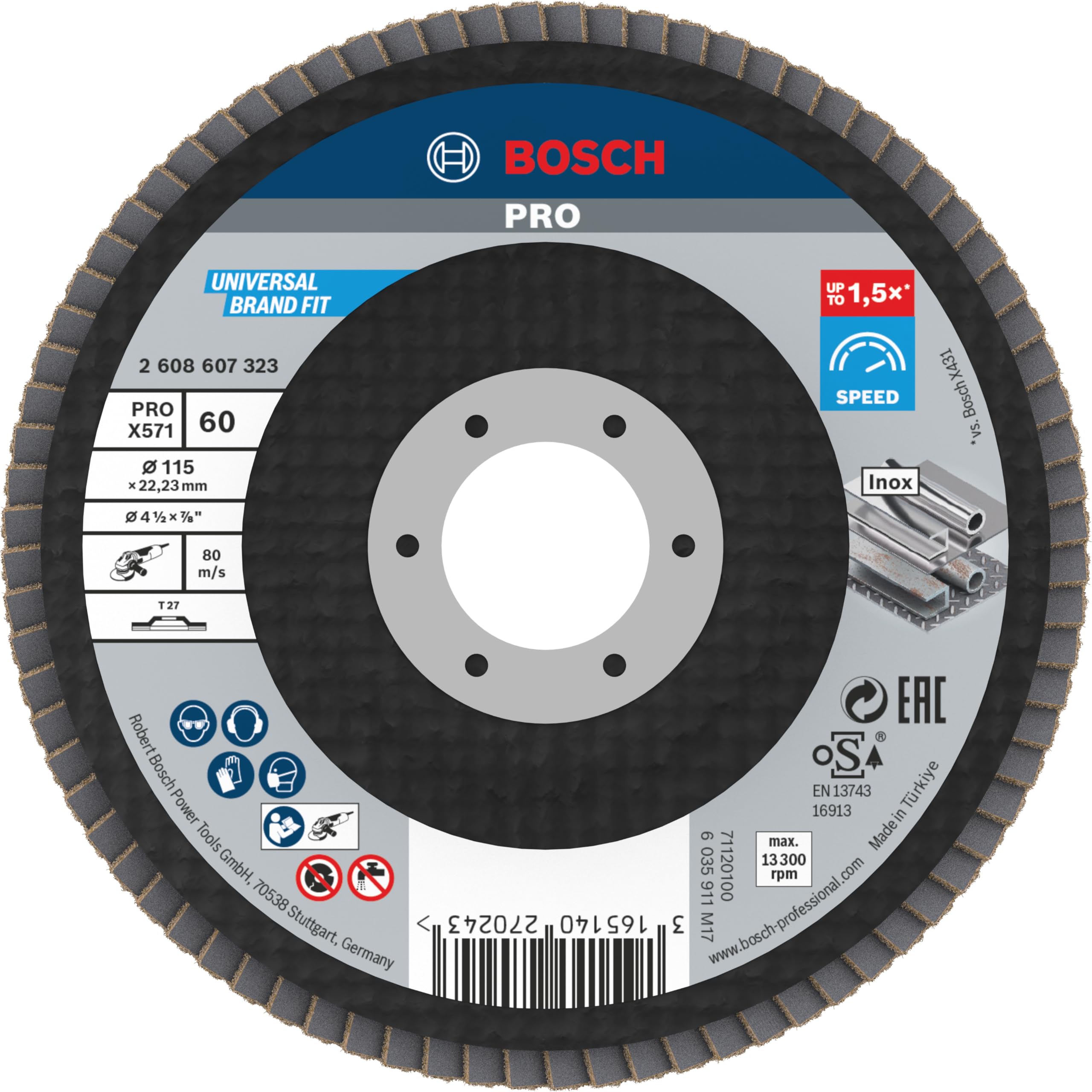Bosch Professional Grain Bosch Pro X571 Best For Metal Straight Flap Disc