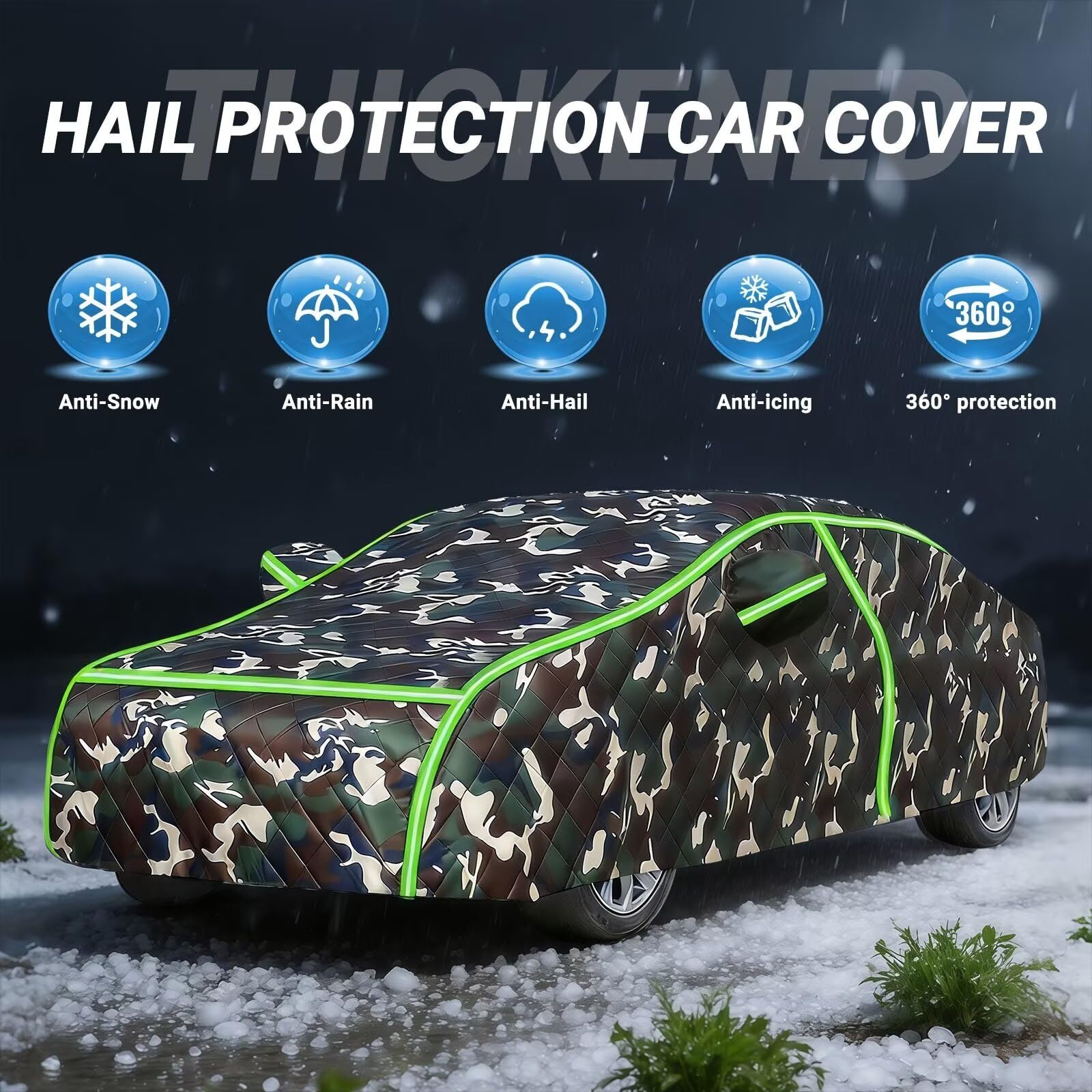 Funda Coche contra Granizo para Renault Megane R.S. Trophy|4369x1874x1445mm|Lona Coche Personalizada Todas Estaciones,Aislante,Transpirable,Impermeable y Resistente,con Cremallera