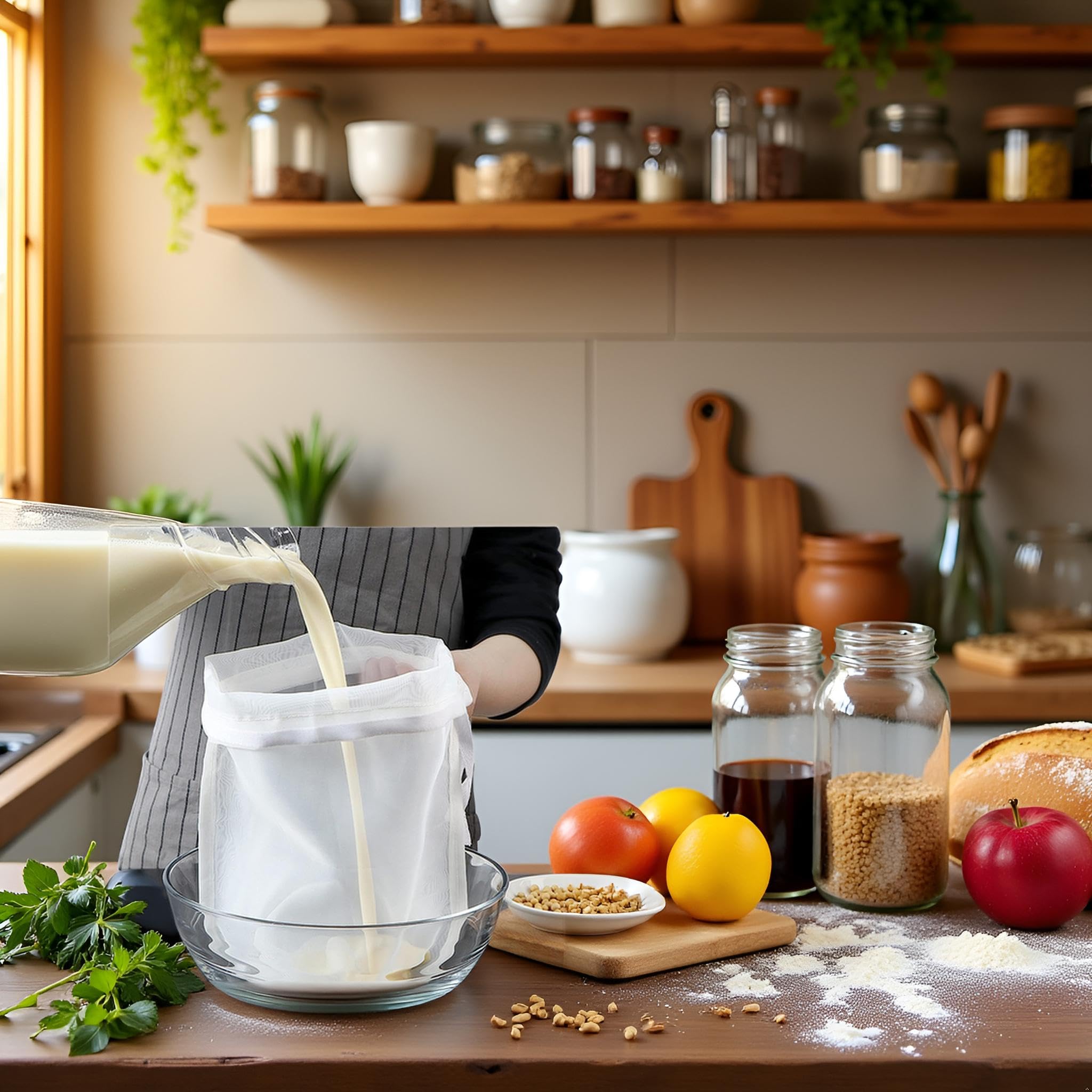 JJLFresheners Nut Milk Bags Reusable Cheesecloth Strainer Fine Nylon Mesh Food Grade Medium