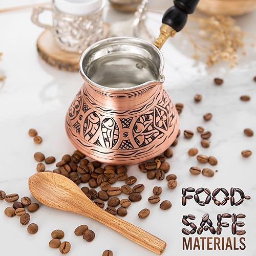 Miniatura 9 de Cafetera turca, cafetera turca griega británica, árabe, edición Fortune con mango de madera (18 onzas)