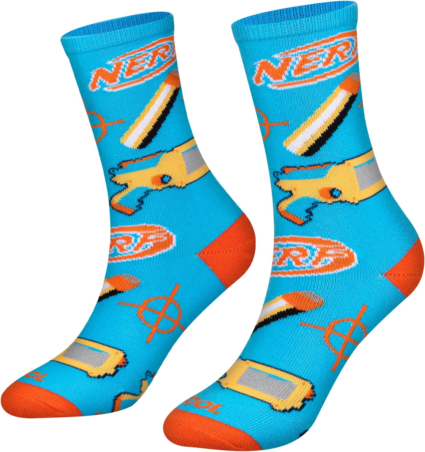 Cool Socks – Nerf Gun Blasters Crew Socks – Licensed Hasbro Toy Socks for Big Kids 7–10 – Foam Dart Blaster Graphic – Fun Everyday Wear