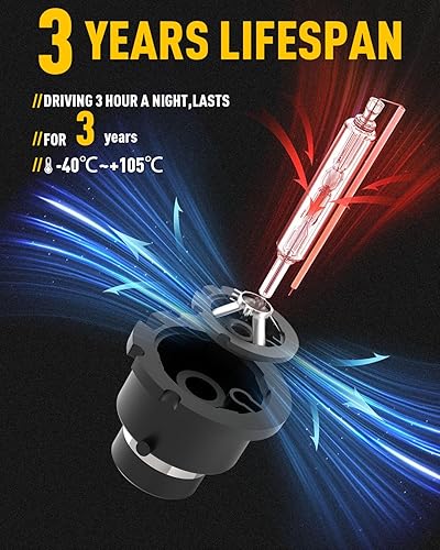 Miniatura 7 de NAVOROGE Bombillas HID de xenón D2S, haz alto y bajo, bombilla HID D2S para faros delanteros de 6000 K, luz blanca fría, bombillas de xenón de 35 W,