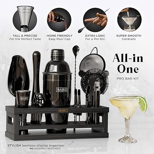 Miniatura 2 de BARE BARREL Mixology Bartender Kit Bar Set  Juego de coctelera de 16 piezas  Herramientas de mezcla de Martini Barware para el hogar  Incluye 35