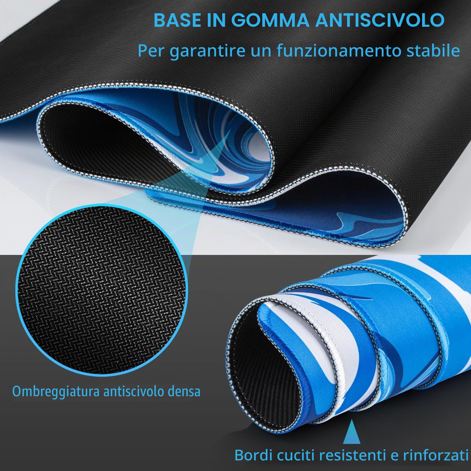 Abetcabe Tappetino per mouse XXL, 900 x 500 x 3 mm, per gaming, grande | Bordi cuciti, impermeabile, antiscivolo, migliora la precisione e la velocità, maggiore presa, movimento libero per il mouse