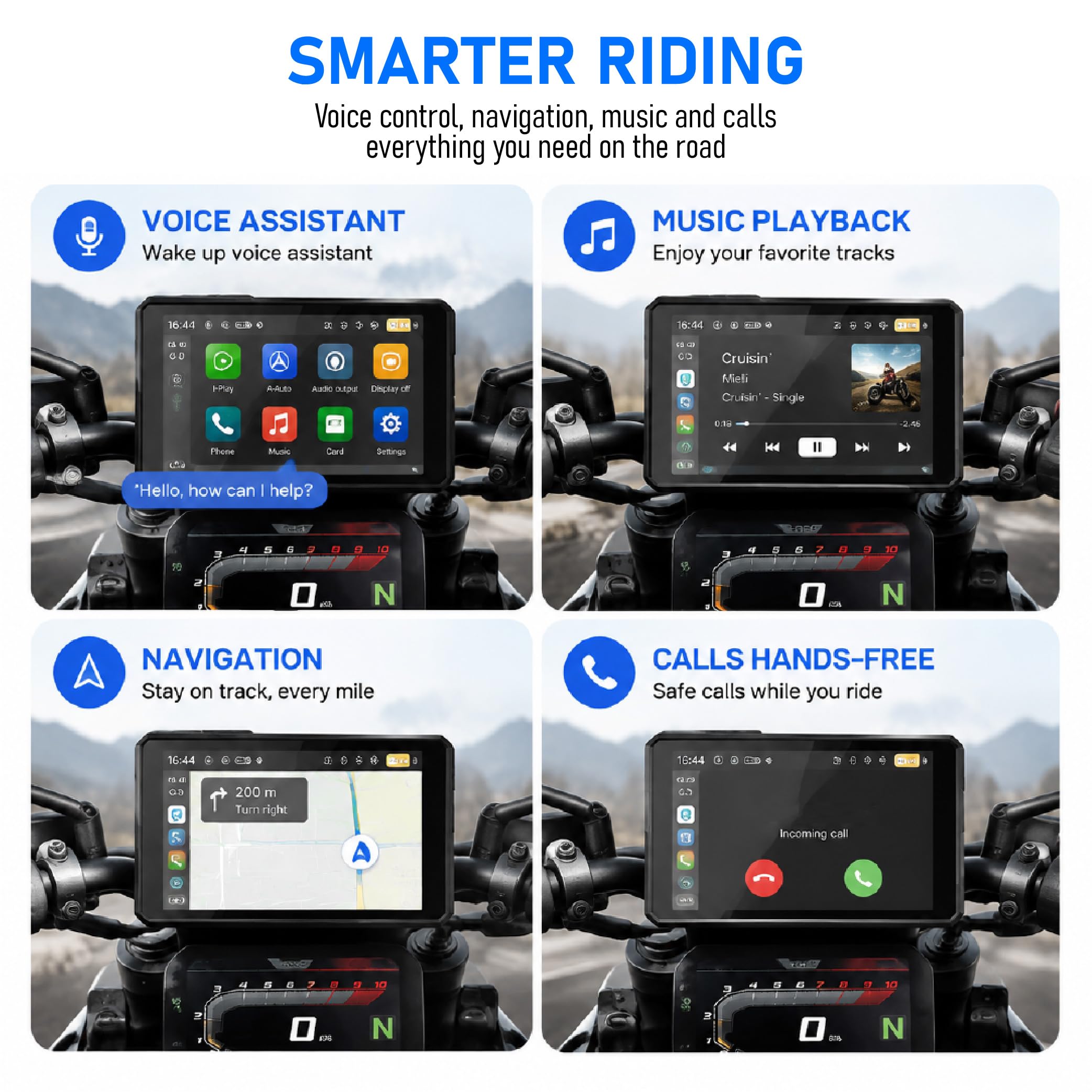 Carplay Moto per Honda Benly 50 2002-2015, Schermo 5 Pollici Wireless con Android Auto Bluetooth e Protezione Impermeabile