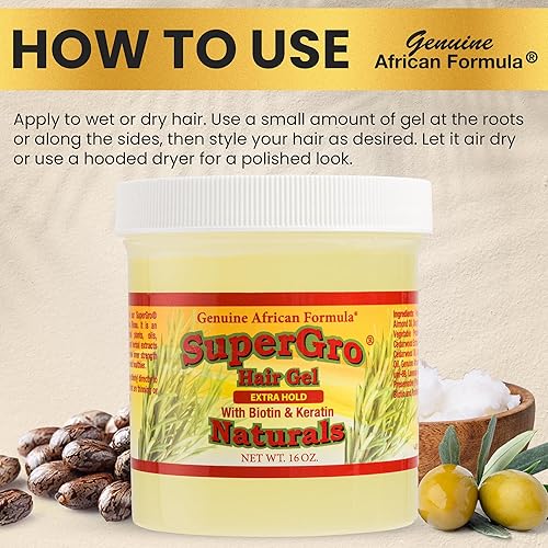 Miniatura 7 de AFRICAN FORMULAS Supergrow Extra Hold Gel para el cabello 16 onzas