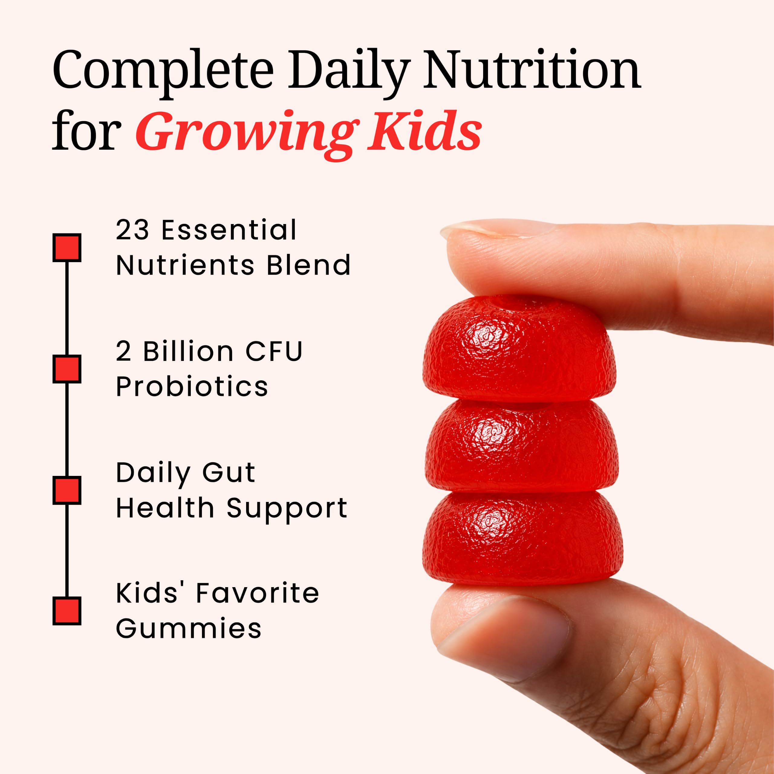 Giggle Vitals Kids Multivitamin + Probiotics Gummies for Kids 4+ Years | 23 Essential Nutrients with Vitamins A, B, C, D, E & Zinc | 2 Billion CFU for Immunity, Gut Health & Growth | Mixed Berry Flavor | 30 Gummies — Amazon image 2