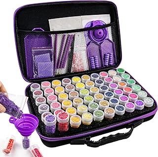 60 Slots Diamond Painting Storage Containers Upgraded Accessories and Tools Pen Tray, Tools Organizer, Shockproof Diamond Art Storage Case, Jewelry Beads Storage Box (60 Slots)