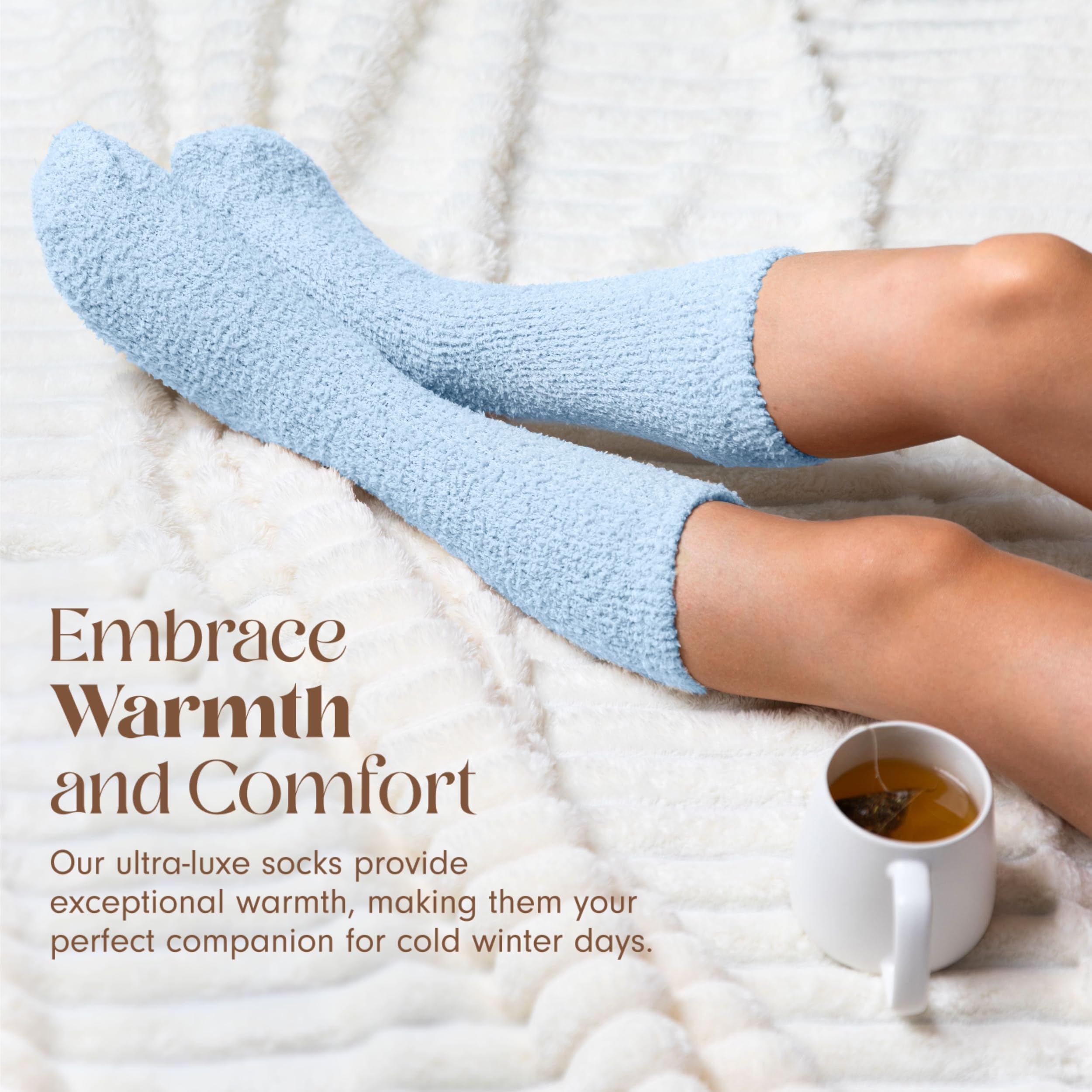 Unboxme Gifts Warm & Cozy Ultra-Luxe Cloud Socks for Women & Men - Super Soft Luxurious Fabric Sleep Socks for Him & Her, Blue 2 Pairs