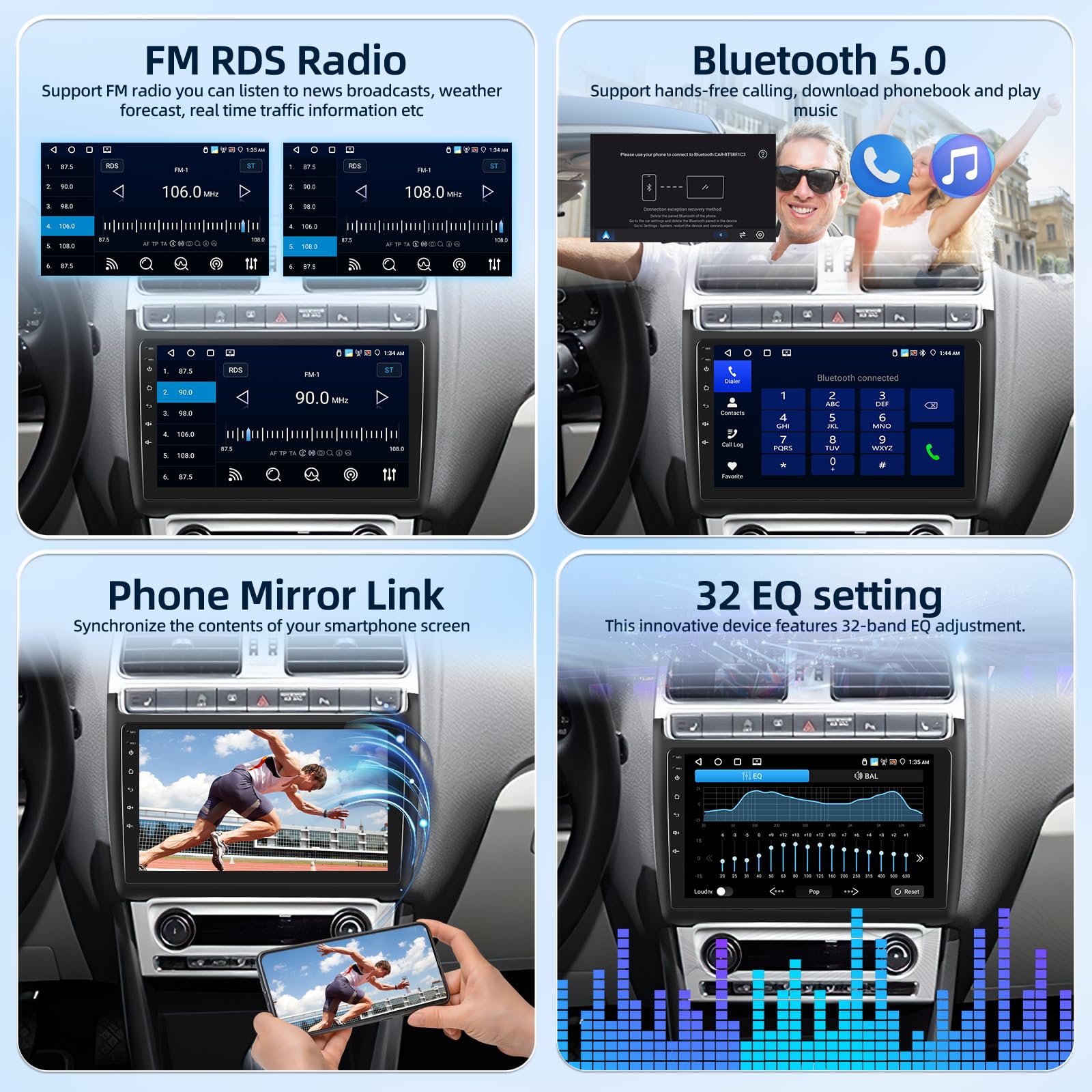 4G+64G Autoradio pour VW Volkswagen Polo 2008-2020 + Carpla & Android Auto | Android Écran Tactile IPS 9 Pouces avec GPS, WiFi, 32EQ, Bluetooth 5.0, Radio FM/RDS, Carplay & Android Auto Sans Fil