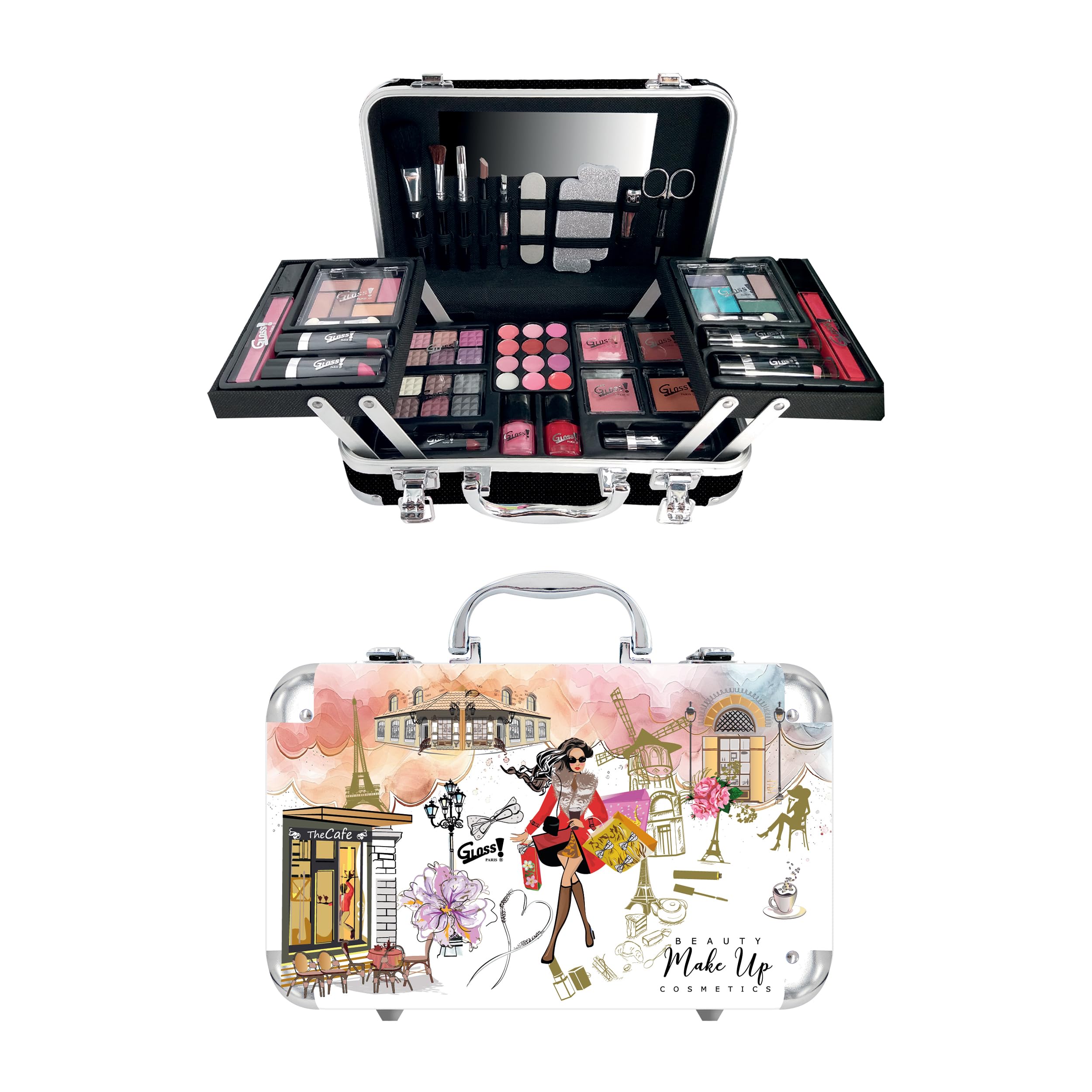 GLOSS ! Mallette de Maquillage – Coffret Beauté Femme – Palette Complète – Idée Cadeau Originale – Paris