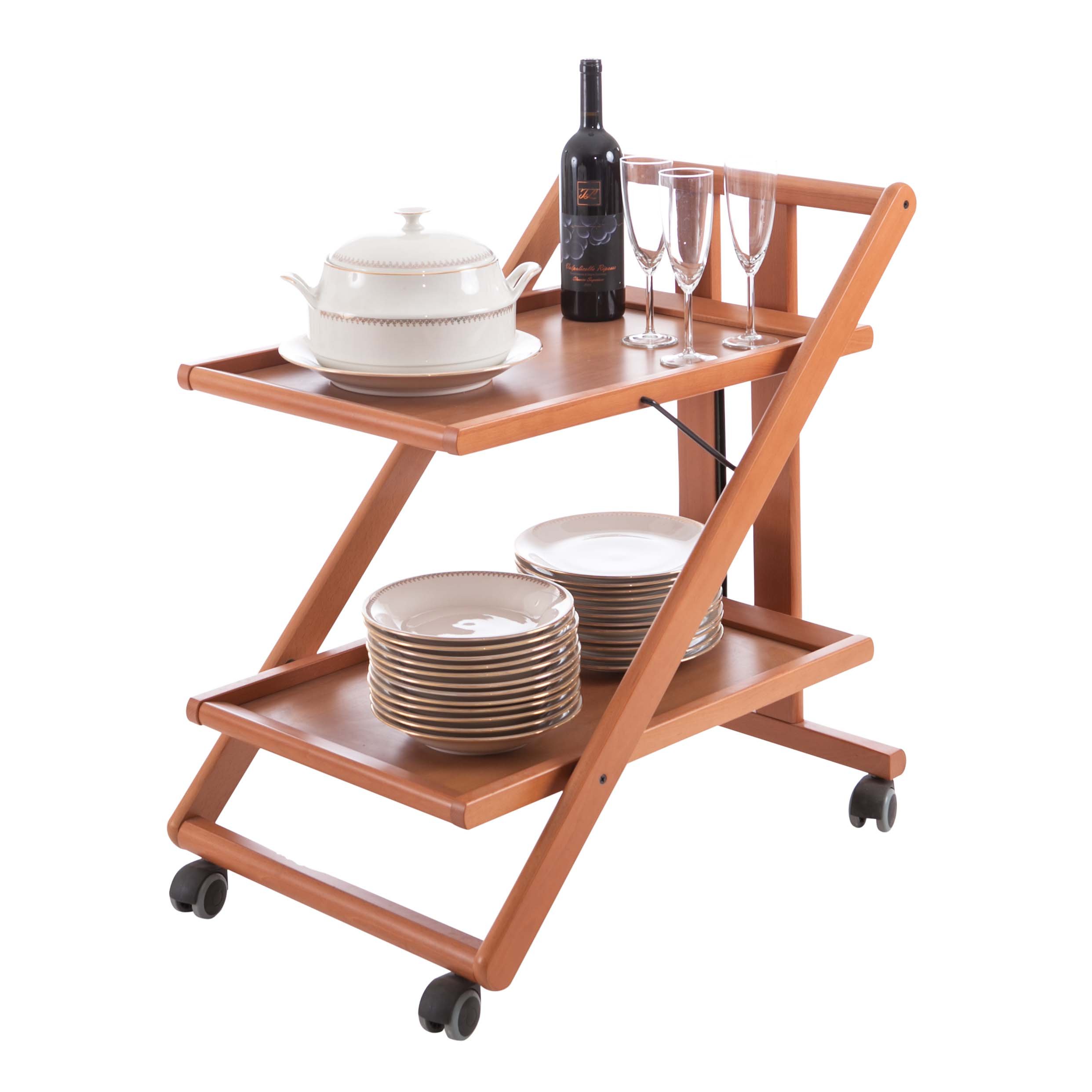ARREDAMENTIITALIA Arredamenti Italia Camarera para Bebidas GIMMY, Madera - Plegable - 2 bandejas - Elegante - Color: Madera de Cerezo Ar-It il Cuore del Legno