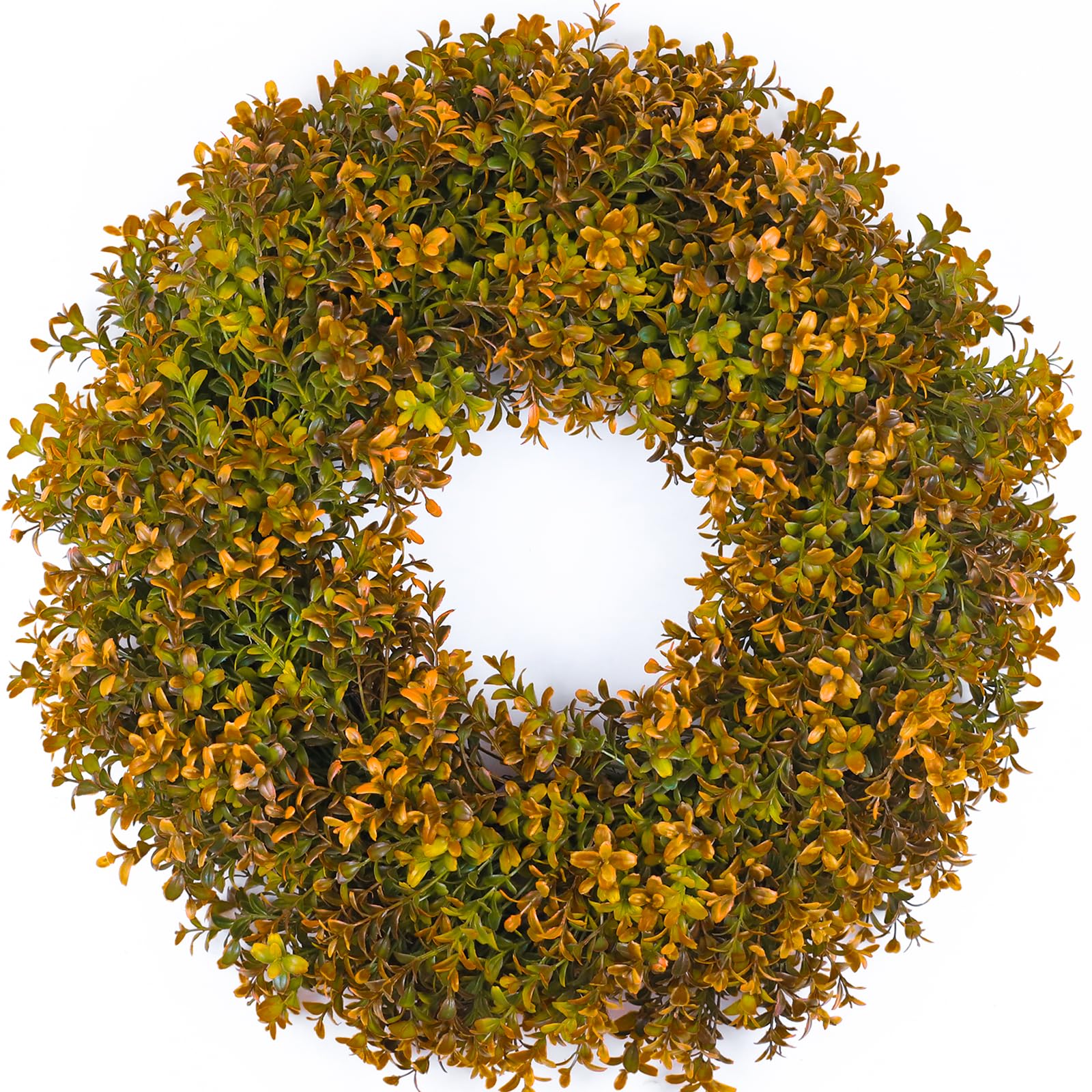 Fall Wreaths for Front Door, Large 24in Artificial Fall Wreath for Home Decor Outside, Boxwood Autumn Door Wreath for Window Wall Porch, Thanksgiving Decorations, Farmhouse Outdoor Seasonal Decoration
