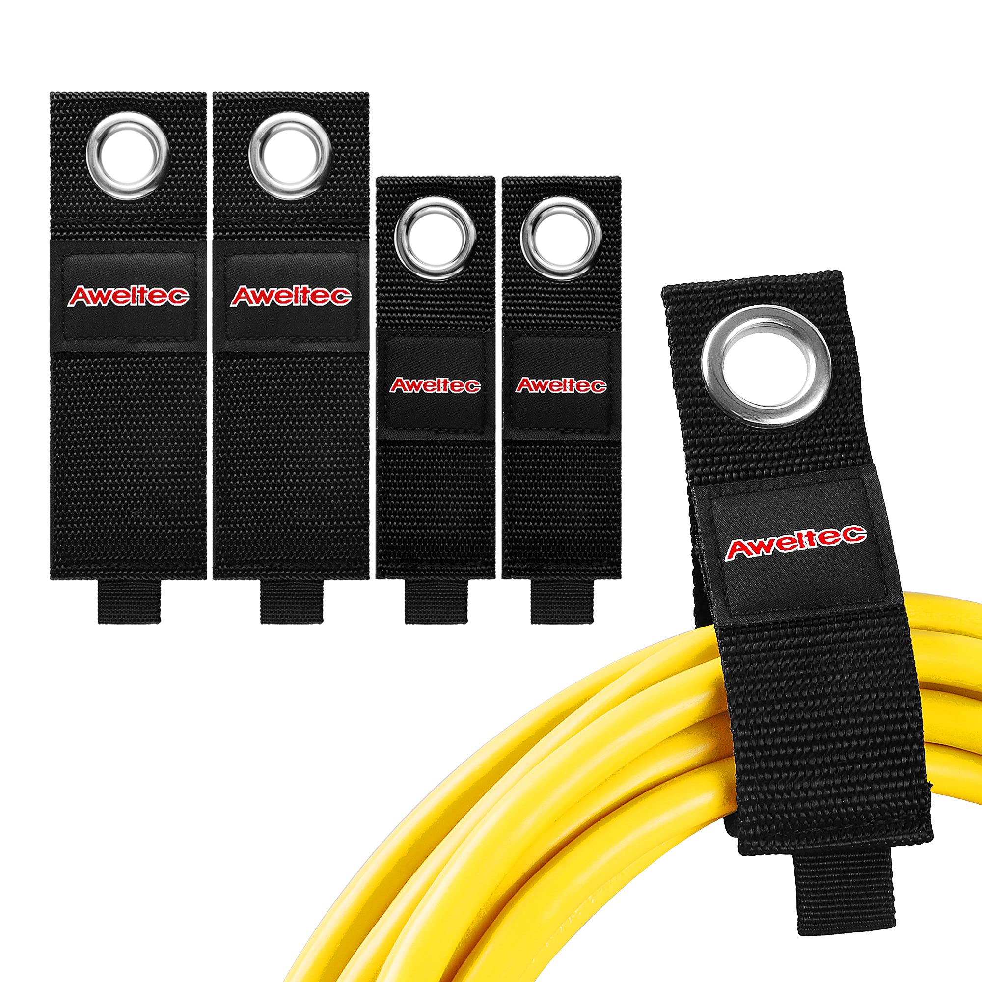 AWELTEC Heavy-Duty Storage Straps - Hook and Loop Extension Cord Organizer Hanger, Cord Wrap Keeper, Cable Straps for Cords, Hoses, Rope, RV, Boat and Garage Organization and Storage