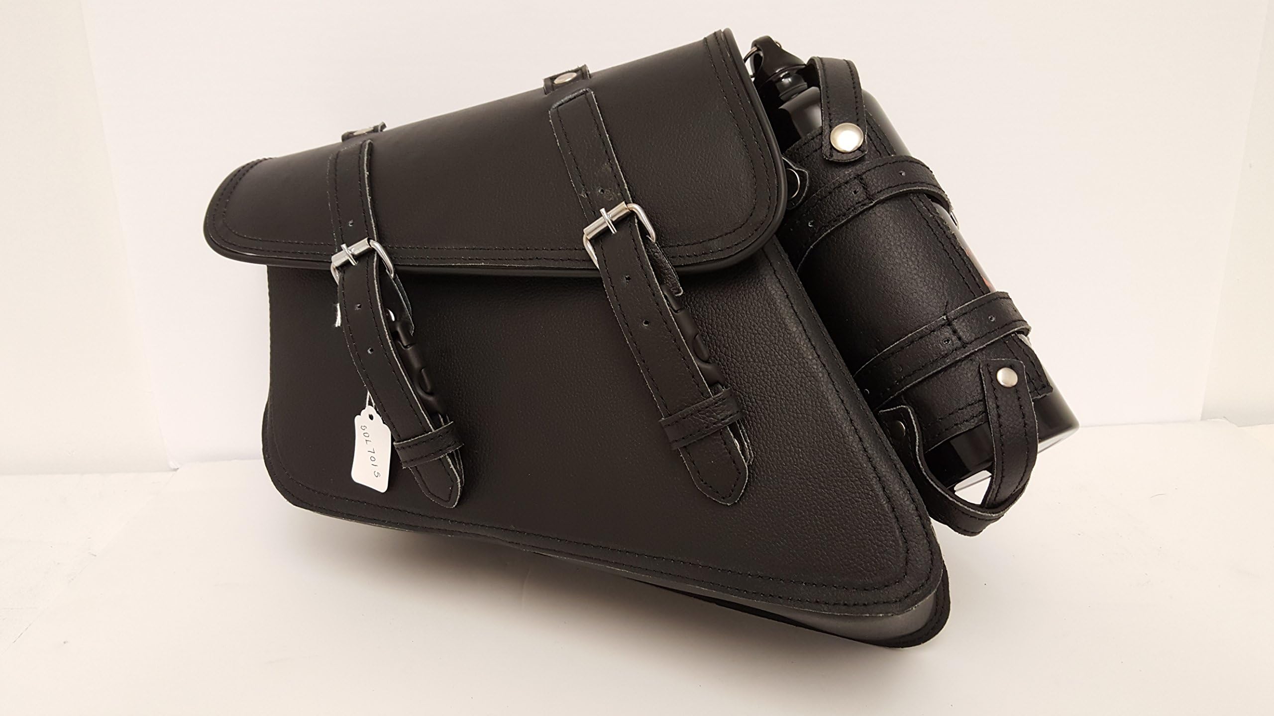 Genuine Leather Harley Davidson Sportster Solo Bag Left Side with Bottle Holder New Black # 701