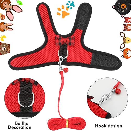 Miniatura 7 de 2 piezas de ropa de conejillo de indias de malla suave con campana segura, arnés de hurón y correa para hámster, hurones bebés, ratas, cobayas,