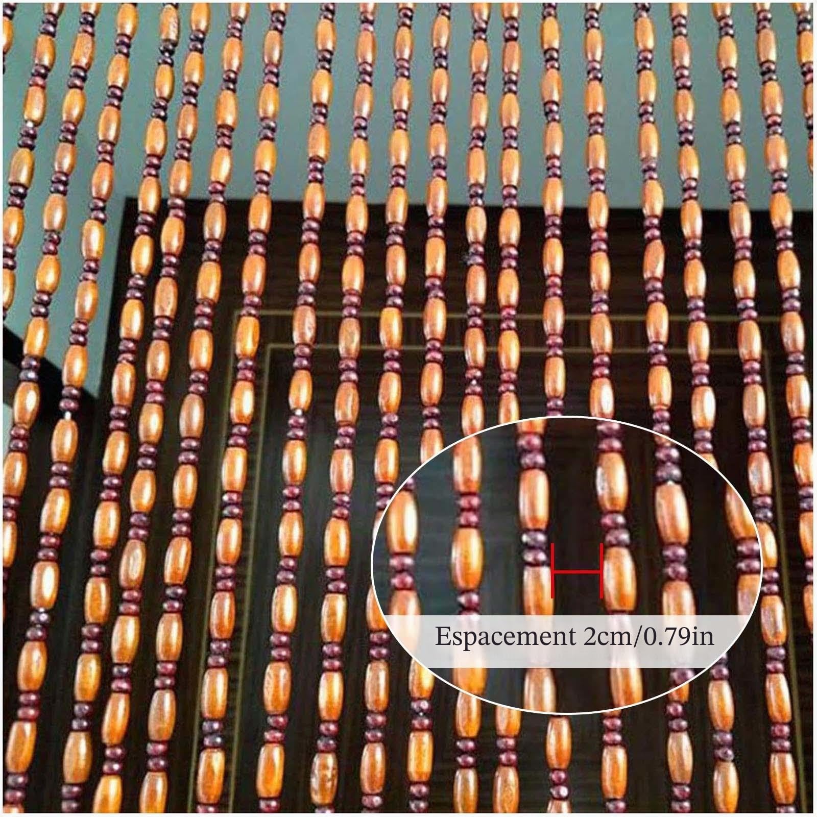 Rideau De Porte en Perles De Bois Naturel,Rideau en Perles De Bambou Rétro,Rideau De Porte Anti-mouche,Rideau De Perles Suspendu Pour Portes,Panneaux Décoratifs De Séparation,35strands-70x220cm