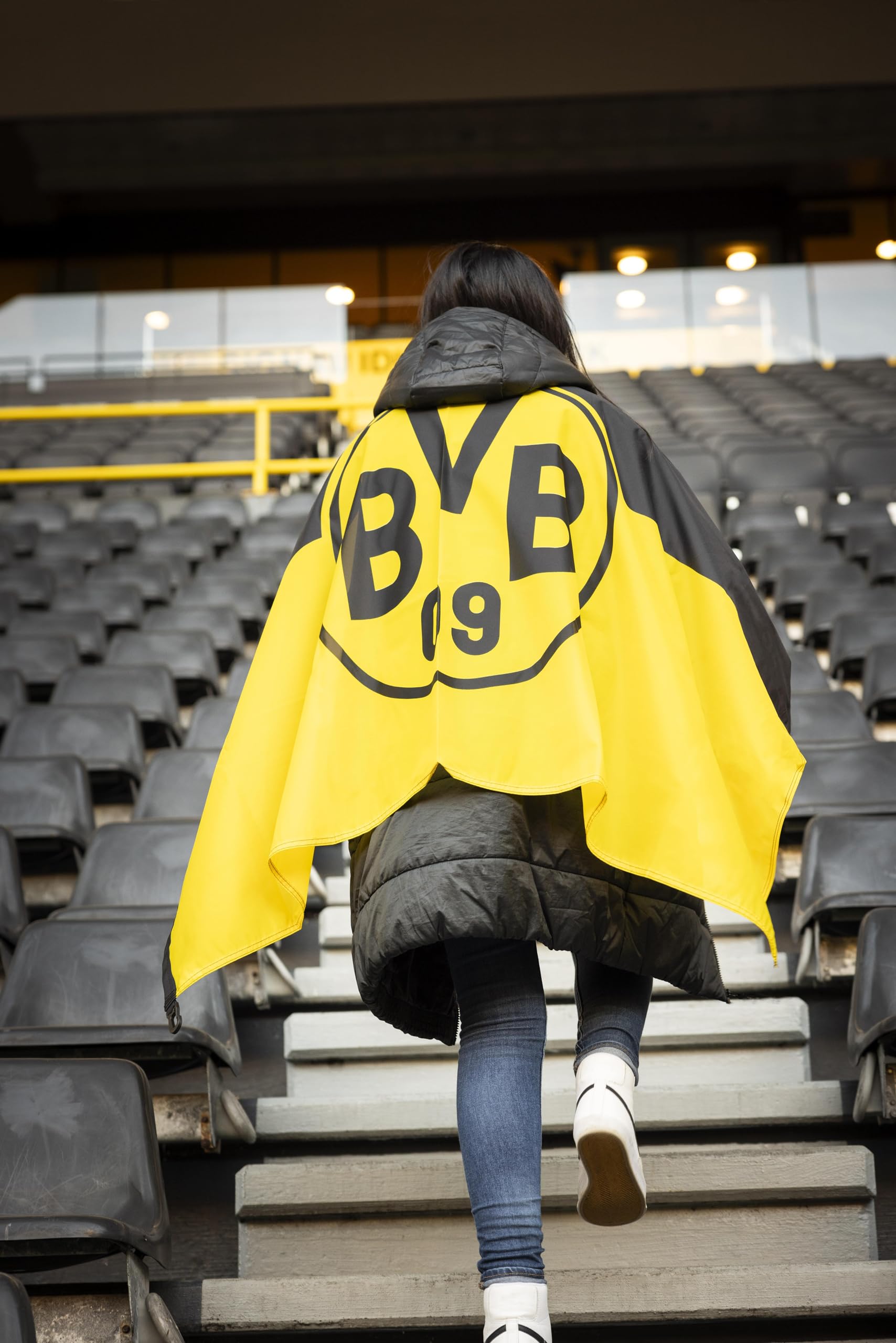 Borussia Dortmund Levantar la bandera Dortmund, Unisex, Negro/Amarillo, 150x100