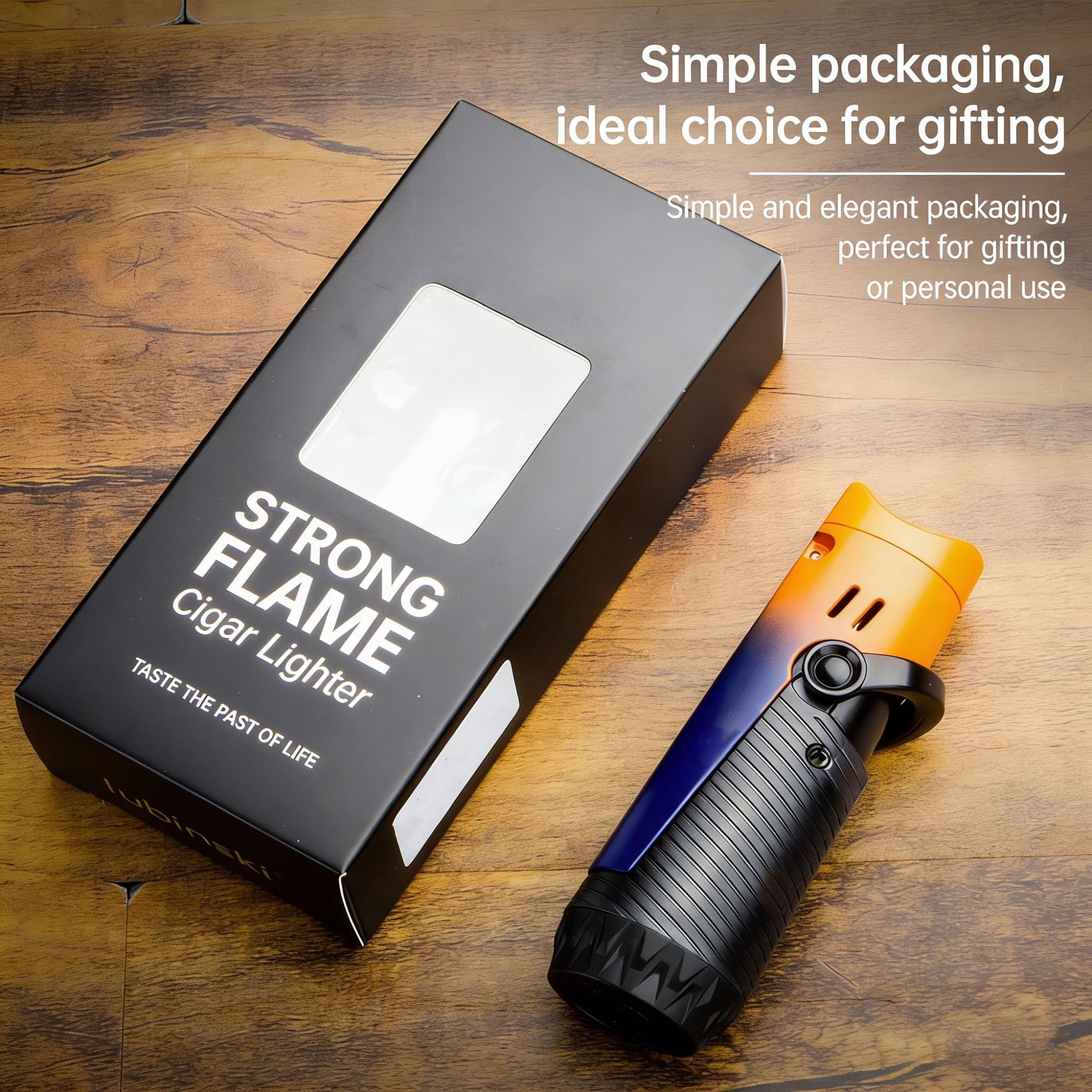 3pack Cigar lighter Windproof Butane Refillable Gas Torch Lighter adjustable torch,Christmas,Valentine's Day,Father's Day,Birthday Gifts(Blue)