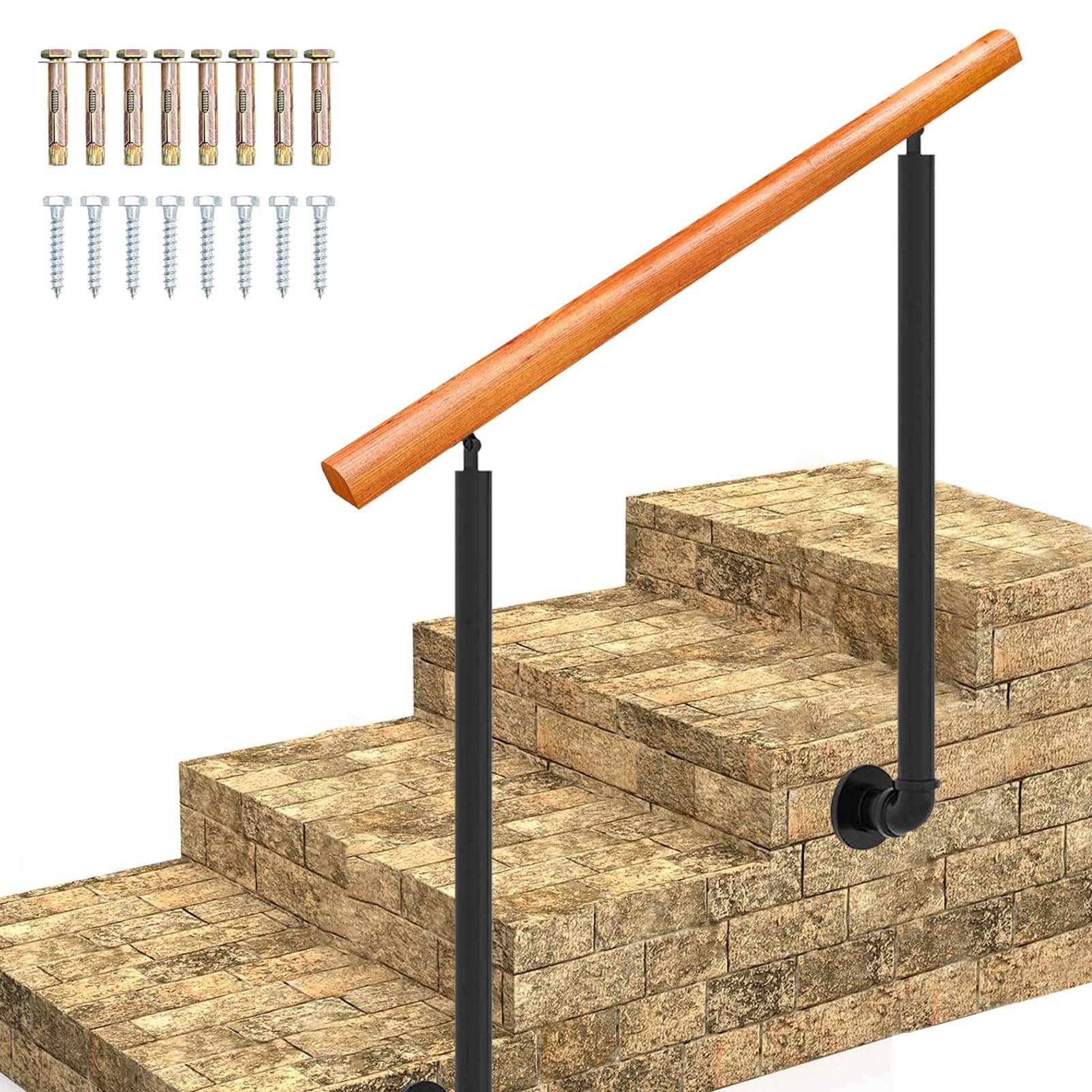 Rampe d'escalier extérieure anti-chute réglable 2 ou 3 marches avec vis