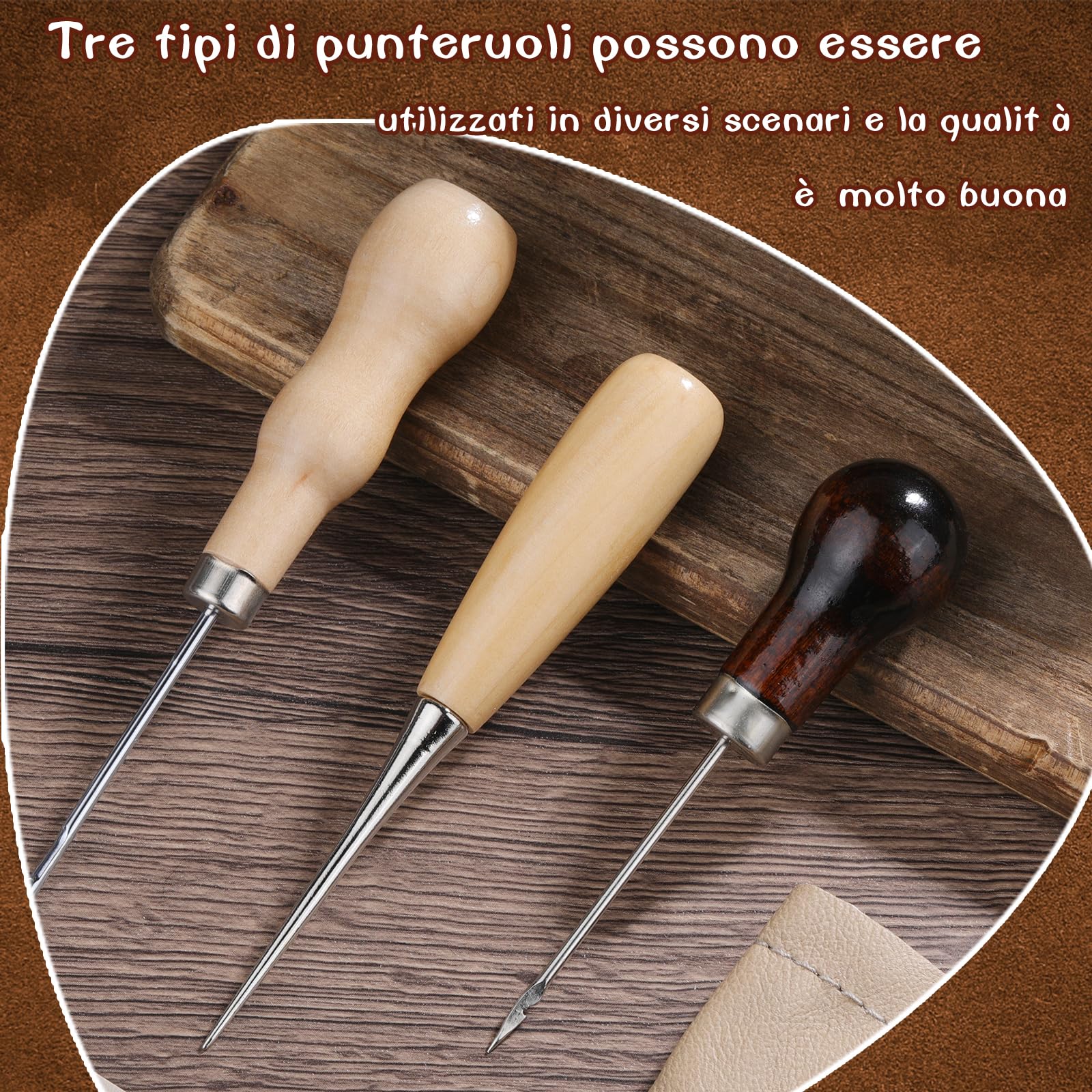 Set 29 Pezzi Per Cucito Pelle - Con Filo Di Cera, Aghi E Accessori Per Fai Da Te E Artigianato - 8 Colori Disponibili - Foto 7