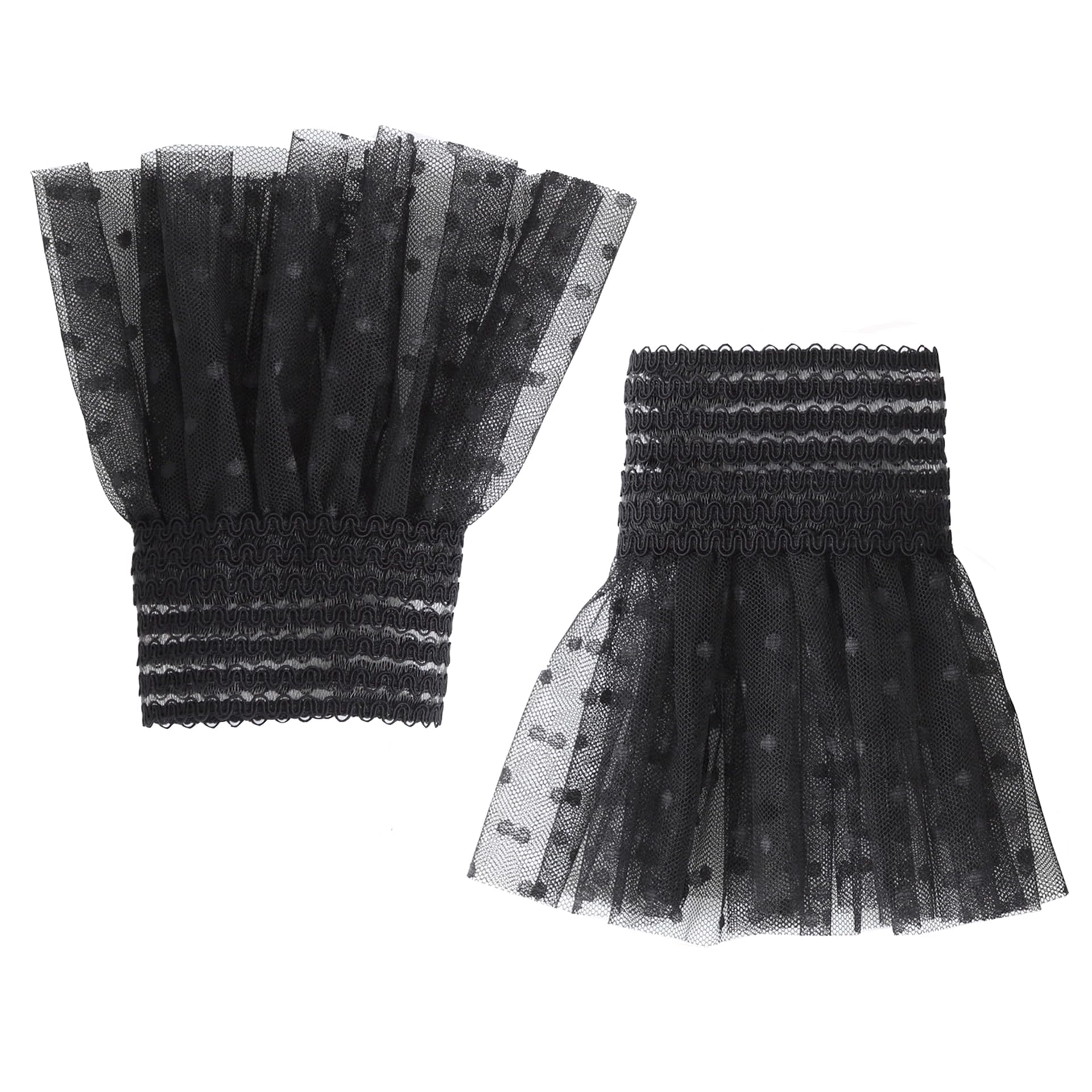 Wrist Cuffs for Women, Ruffled Fake Sleeves Elastic Detachable Arm Cuffs for Sweater Blouse Coat