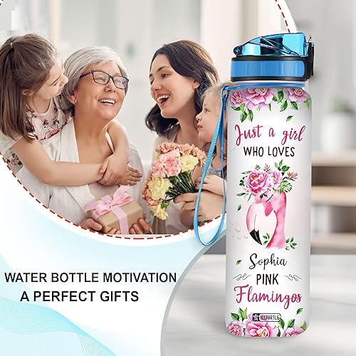 Vista 52 de Hyturtle Botella de agua motivacional personalizada con texto en inglés "I Know I Hunt Like A Girl" de 32 onzas, nombre personalizado con marcador