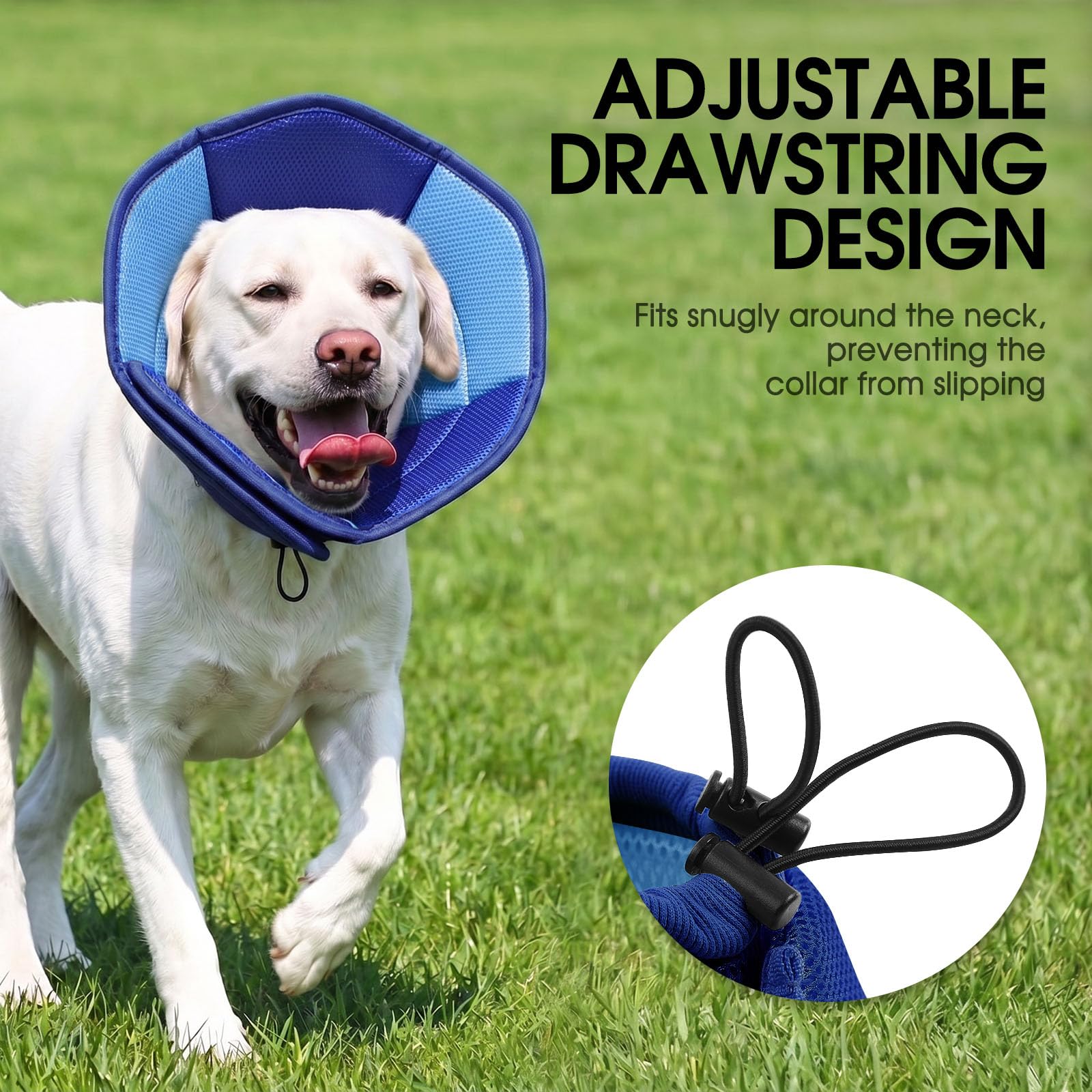 SUNFURA Cônes souples pour chiens de grande taille, cône anti-léchage après une chirurgie, alternative au collier électrique réglable pour la cicatrisation des plaies, bleu foncé, taille XL