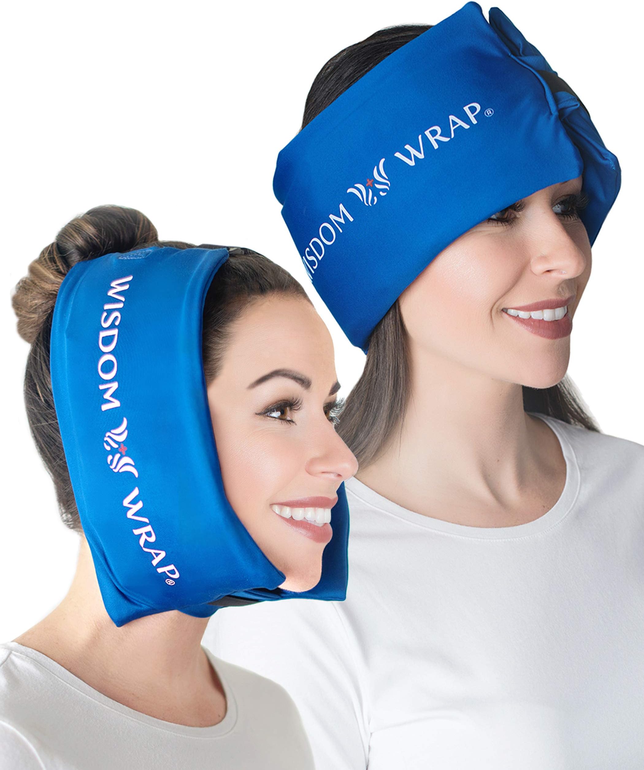 WISDOM WRAP Face, Head & Neck Therapy with 4 Hot/Cold Gel Packs 4"x9" (2) and 3"x5" (2). Relief for Fever, Jaw Oral and Facial Surgery, Migraines, TMJ, Sports Injuries.