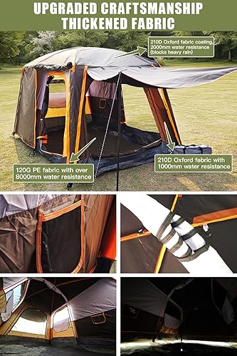 Miniatura 4 de Camping Tents, 4-8 Person Stand Up Tent, Straight-Wall Design, with Full-Coverage PU-Coated All-Around Tents for Camping, Hiking, Picnic, Bivy