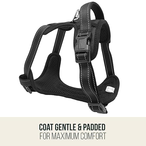 Miniatura 2 de Happilax Arnés para perro acolchado y reflectante, chaleco de seguridad ajustable en el pecho, arnés negro para perros pequeños, talla S